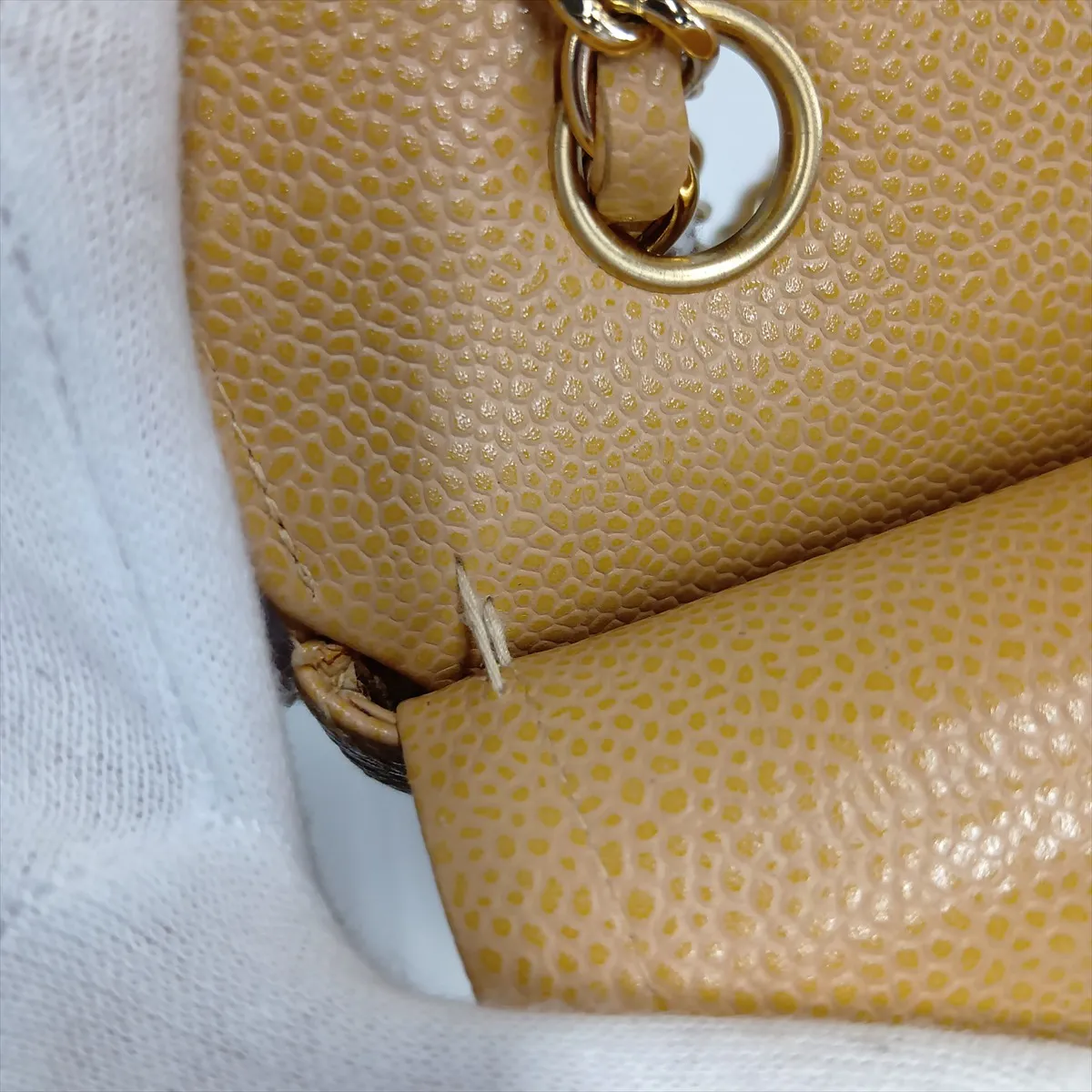 [Individually packaged] Chanel Matelassé 25 Caviar Skin Double Flap Double Chain Bag Beige Gold Hardware 8666507 Series 8 — view 13