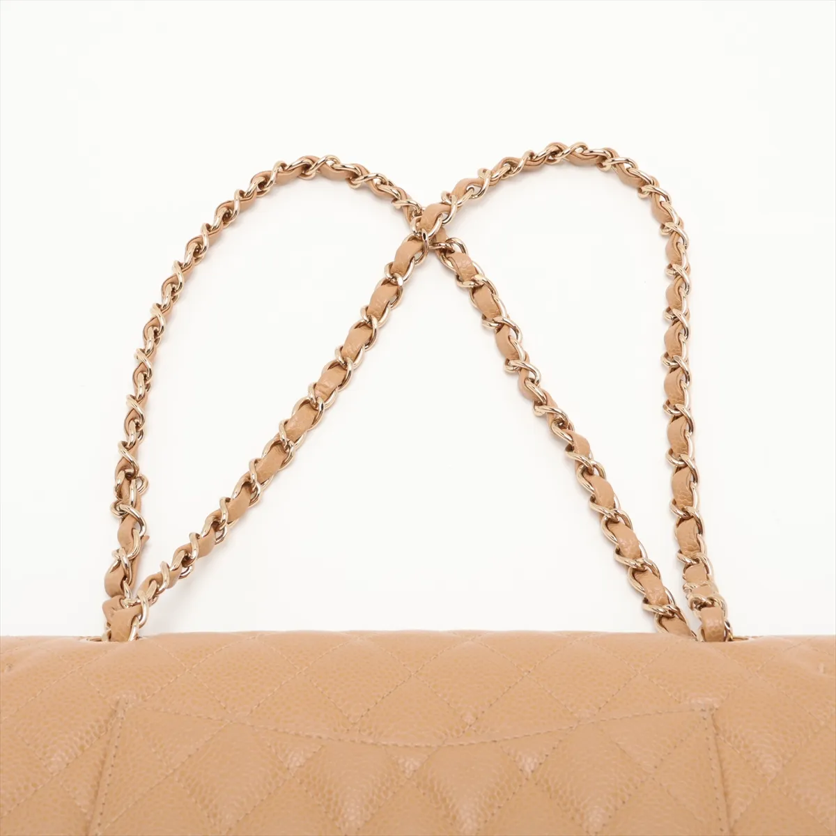 [Individually packaged] Chanel Matelassé 25 Caviar Skin Double Flap Double Chain Bag Beige Gold Hardware 8666507 Series 8 — view 6