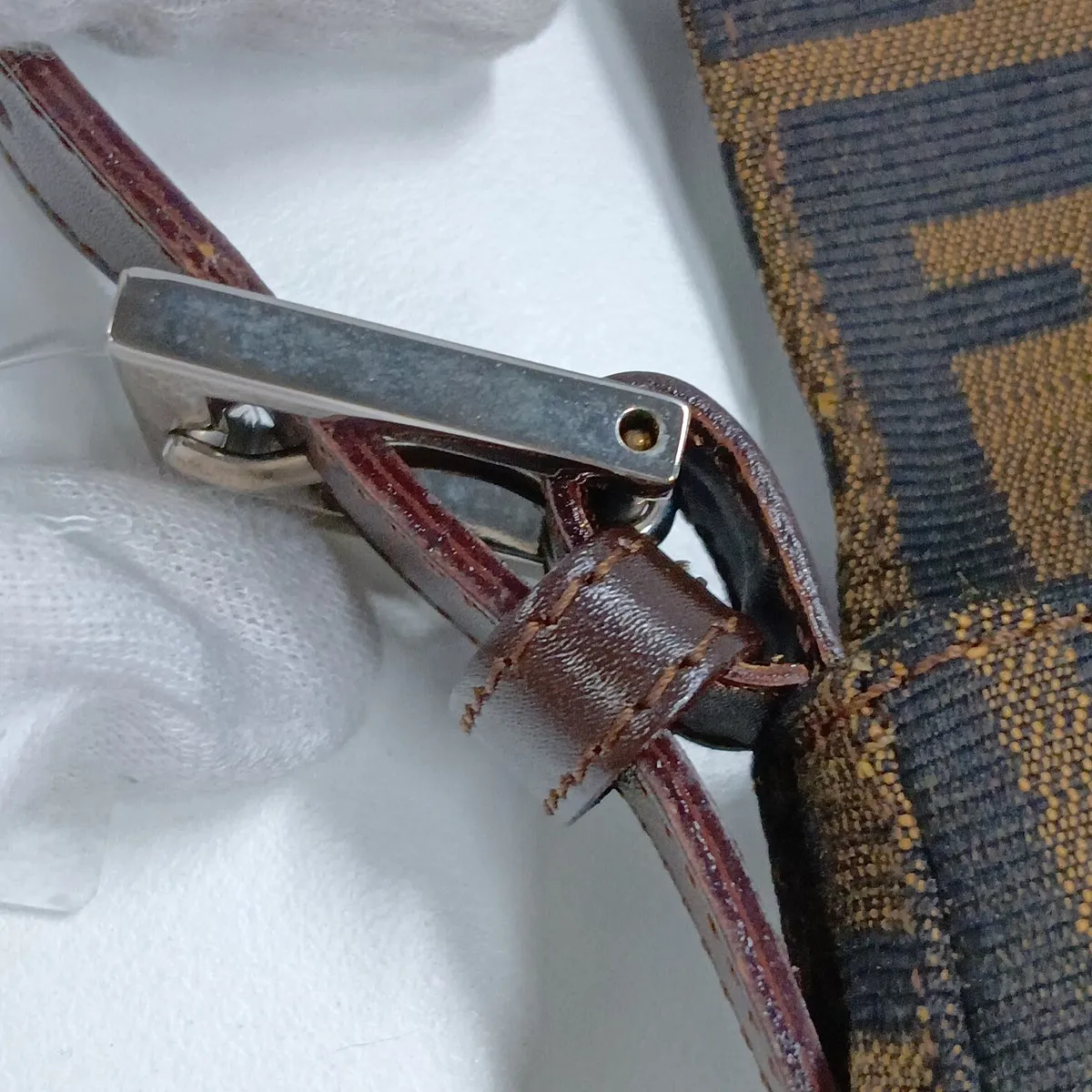 Zucca Canvas x Leather Shoulder Bag, Brown, with internal lettering. — view 14