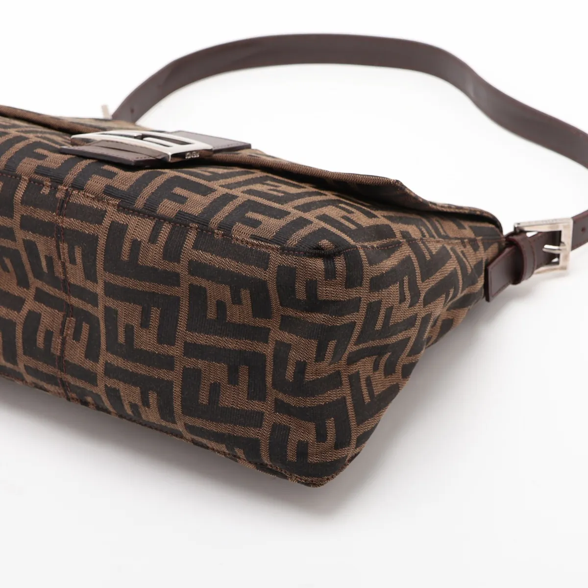 Zucca Canvas x Leather Shoulder Bag, Brown, with internal lettering. — view 3
