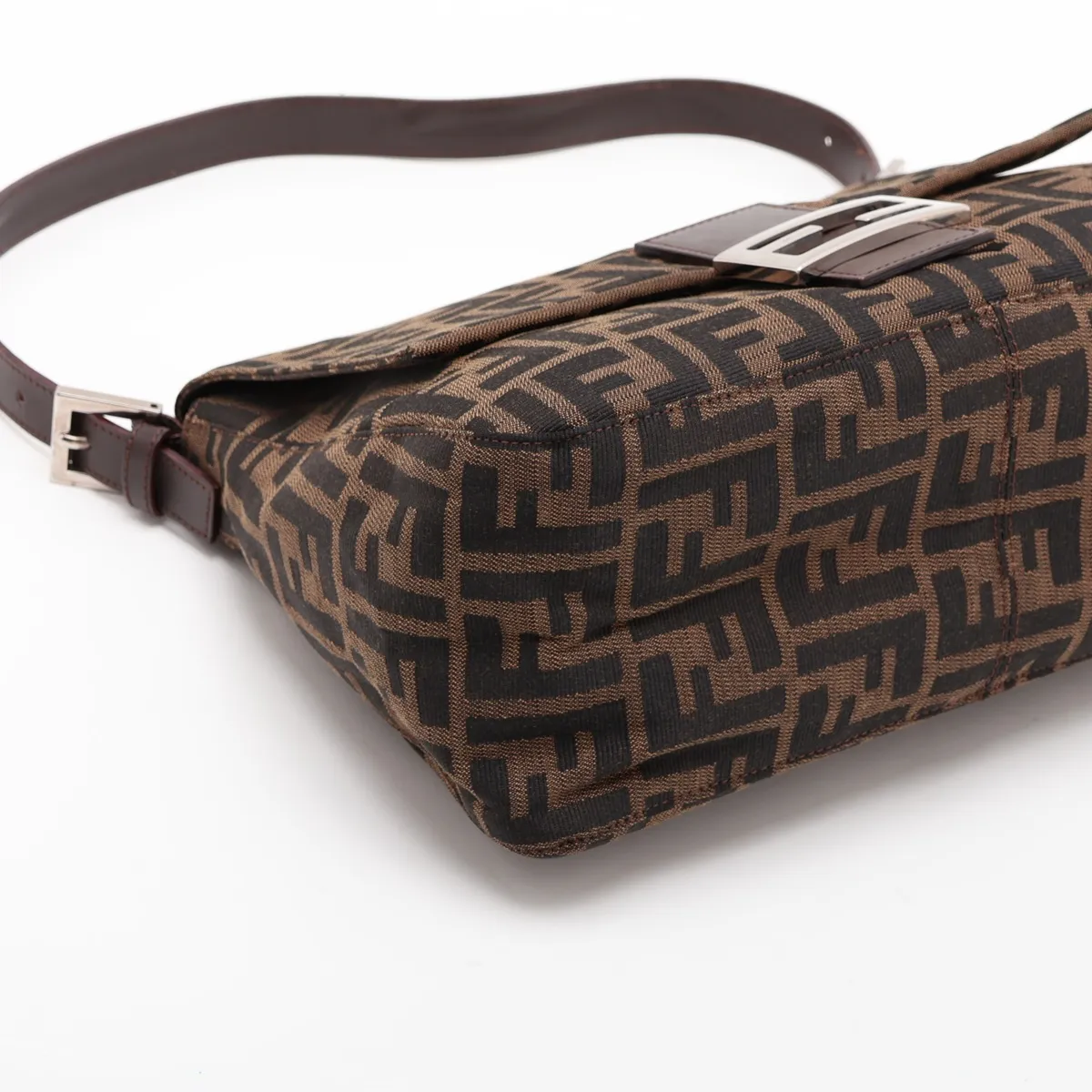 Zucca Canvas x Leather Shoulder Bag, Brown, with internal lettering. — view 4