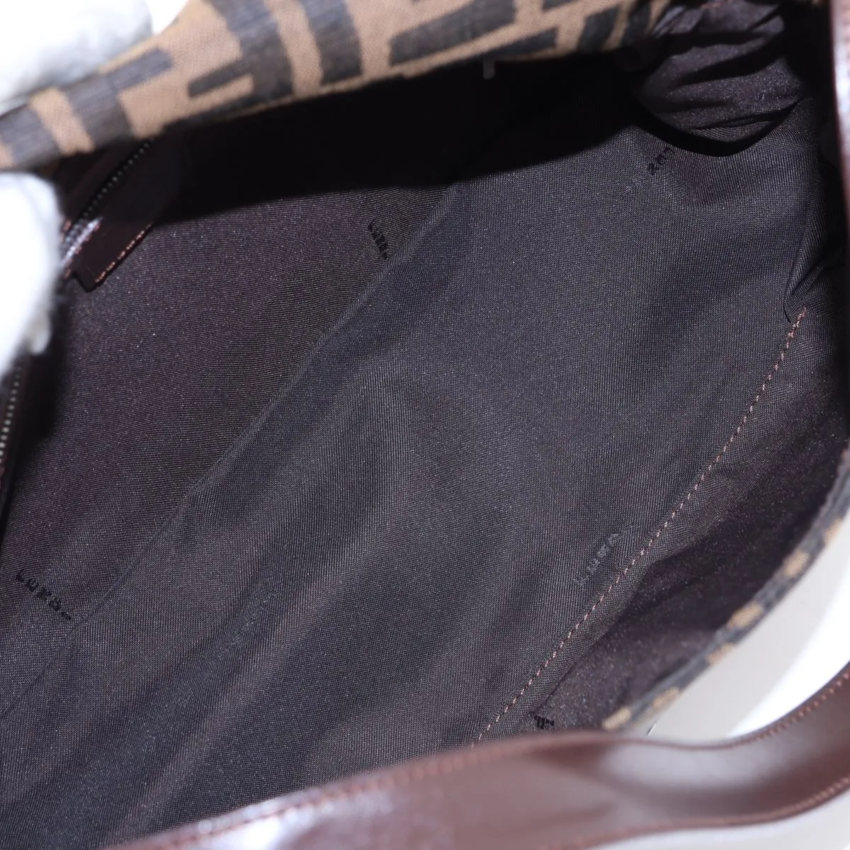 Zucca Canvas x Leather Shoulder Bag, Brown, with internal lettering. — view 7