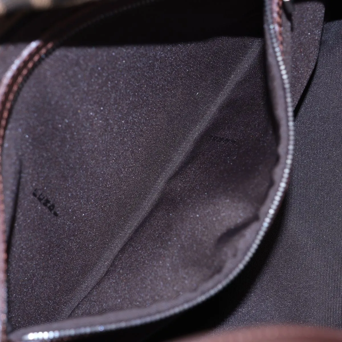 Zucca Canvas x Leather Shoulder Bag, Brown, with internal lettering. — view 8