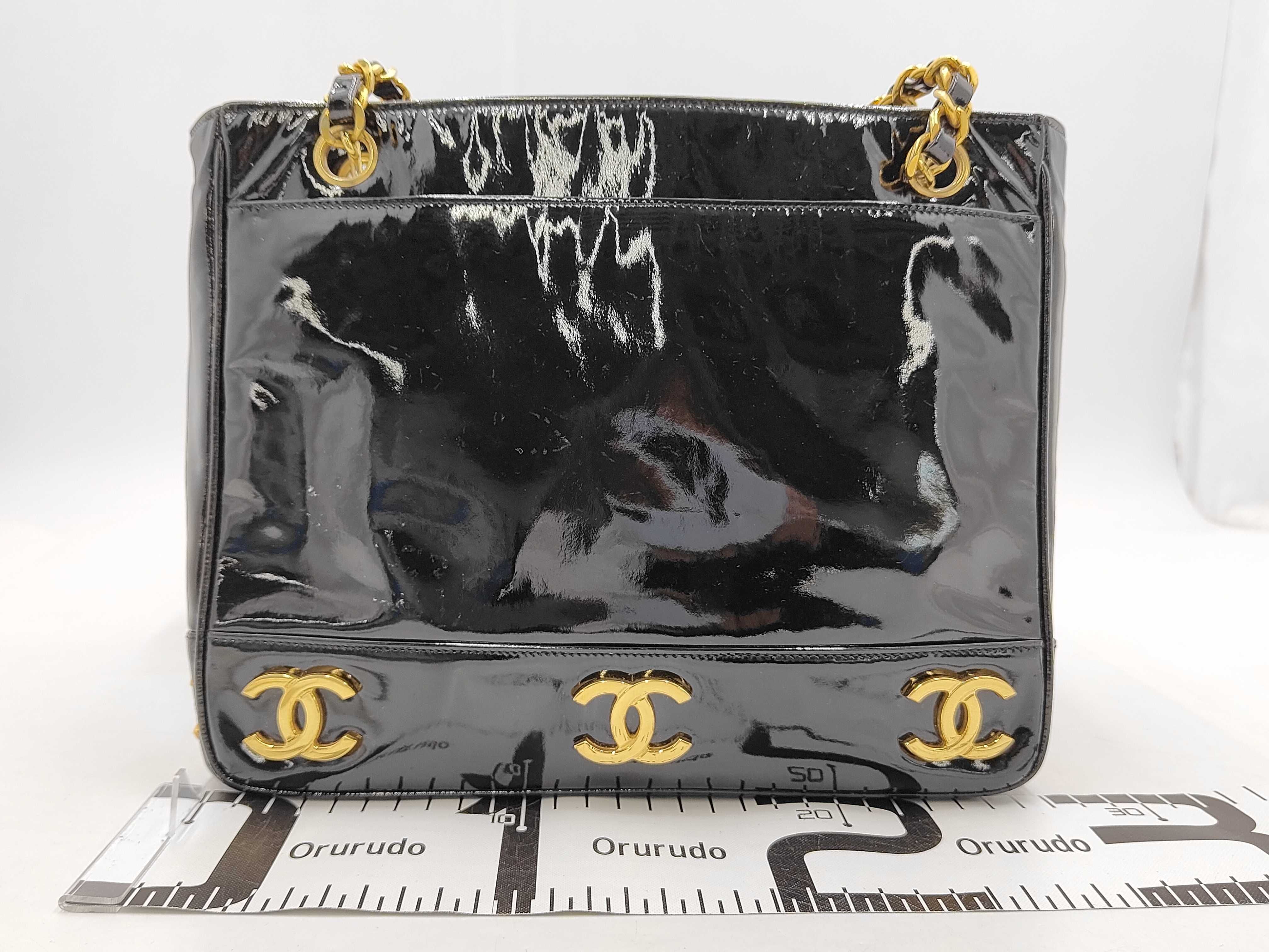 Triple Coco Enamel Chain Tote Shoulder Bag — view 2