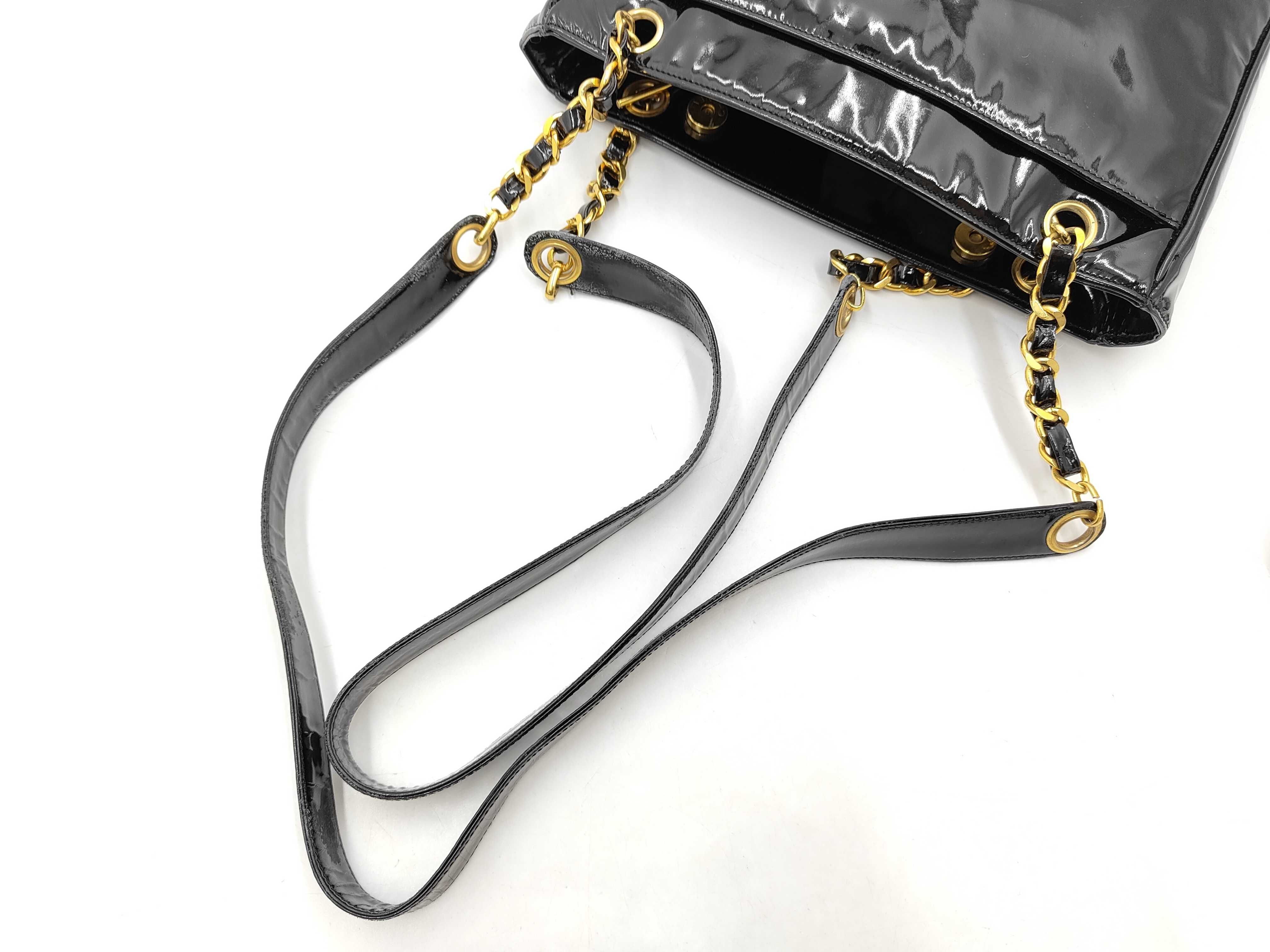 Triple Coco Enamel Chain Tote Shoulder Bag — view 3