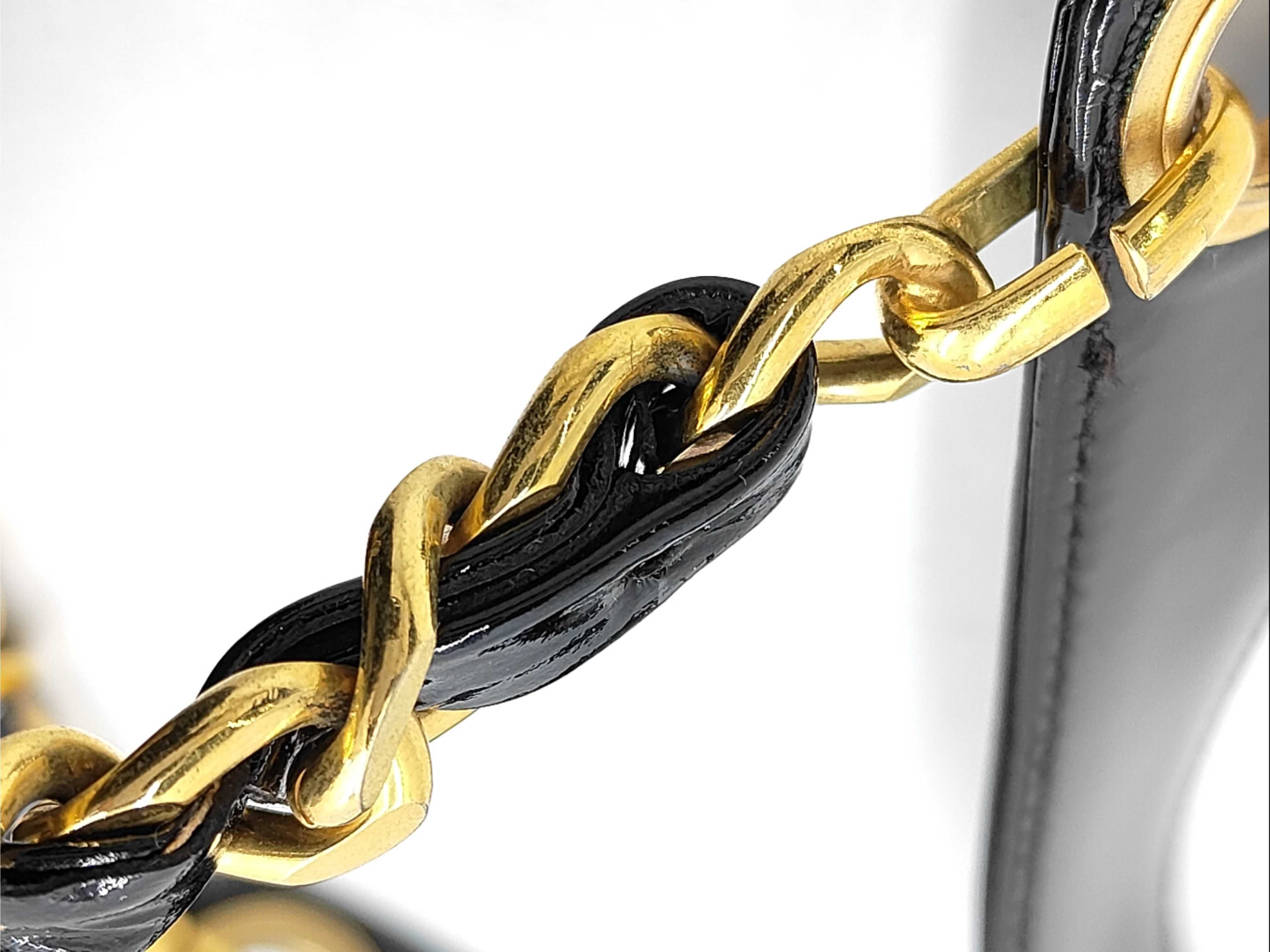Triple Coco Enamel Chain Tote Shoulder Bag — view 7