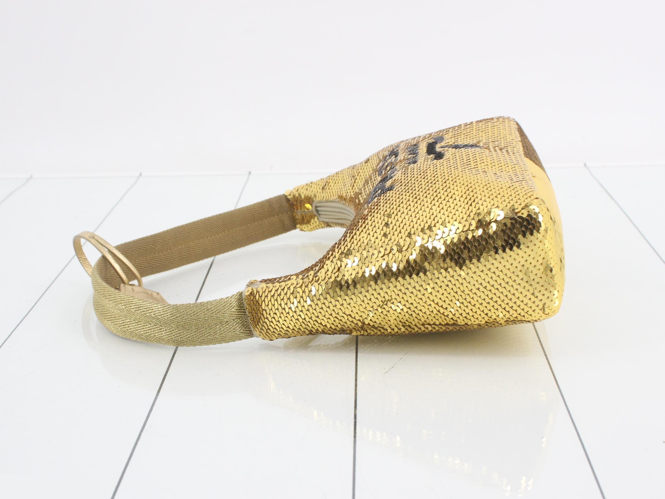 Re-Edition 2000 Sequin One-Shoulder Bag, Gold Color — view 4