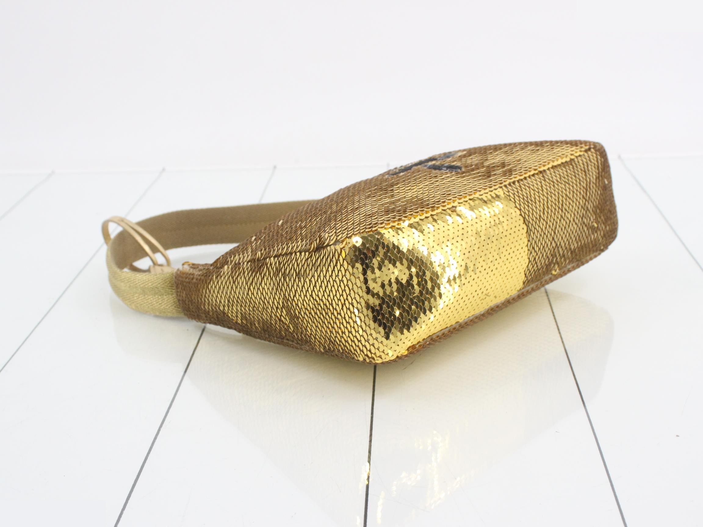 Re-Edition 2000 Sequin One-Shoulder Bag, Gold Color — view 5