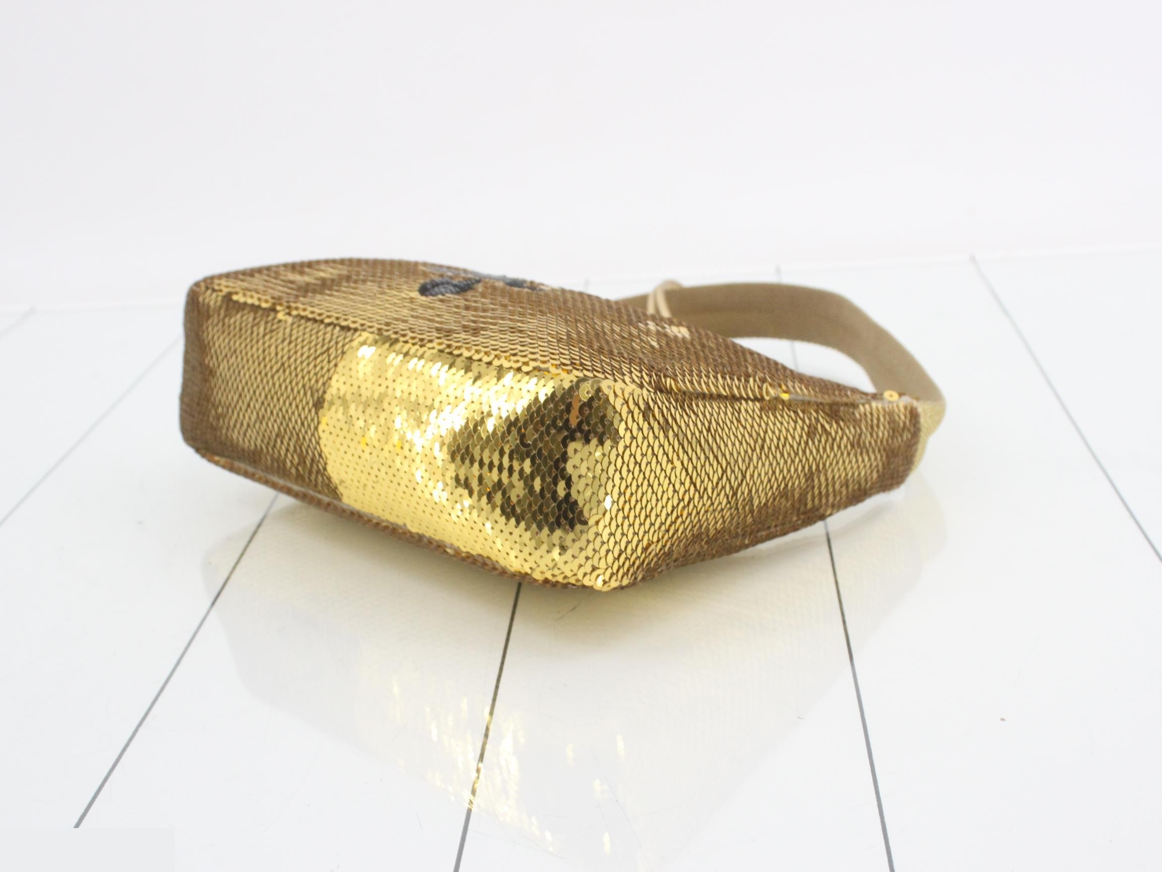 Re-Edition 2000 Sequin One-Shoulder Bag, Gold Color — view 6