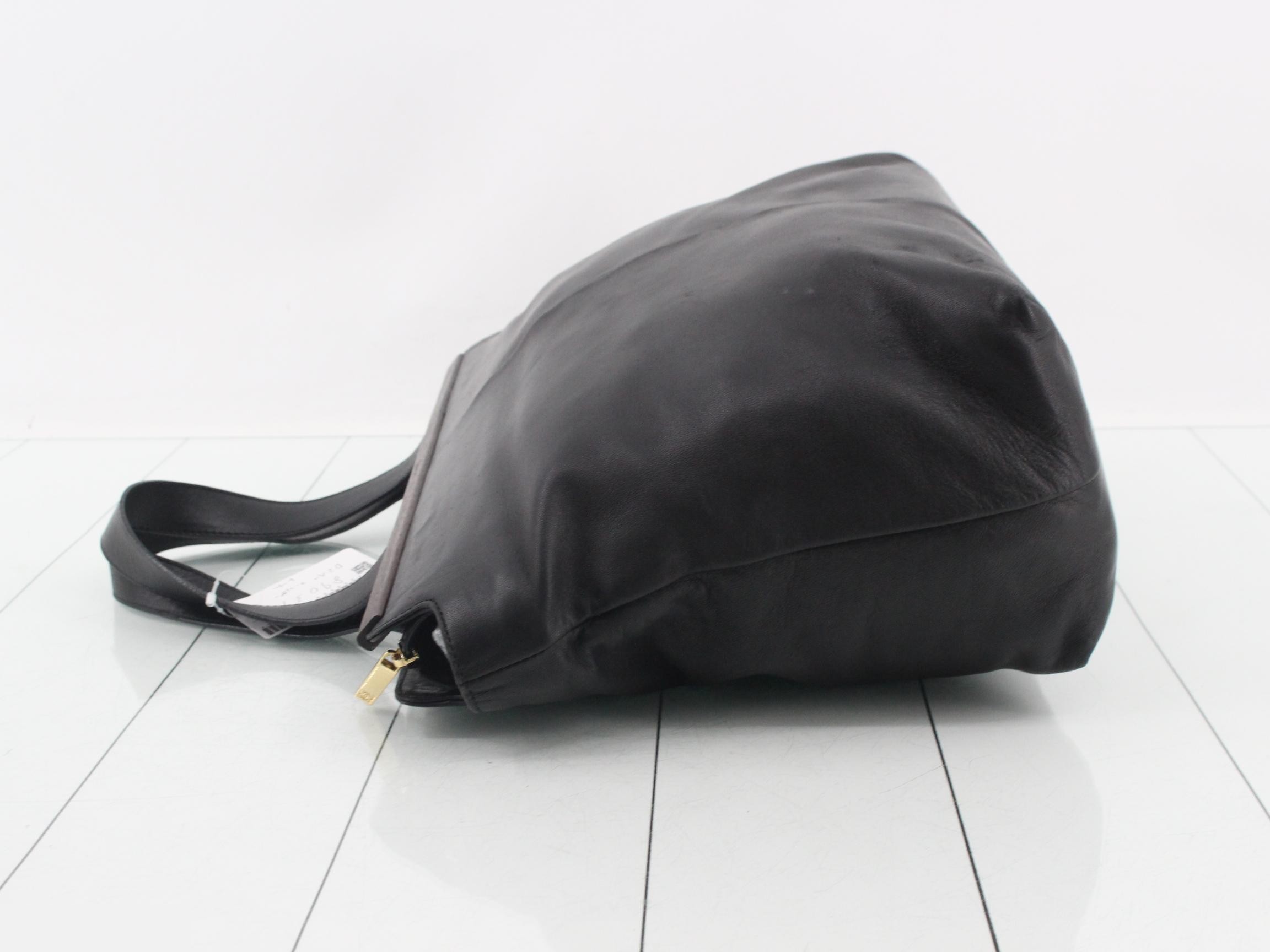calf leather tote bag, wood, black — view 4