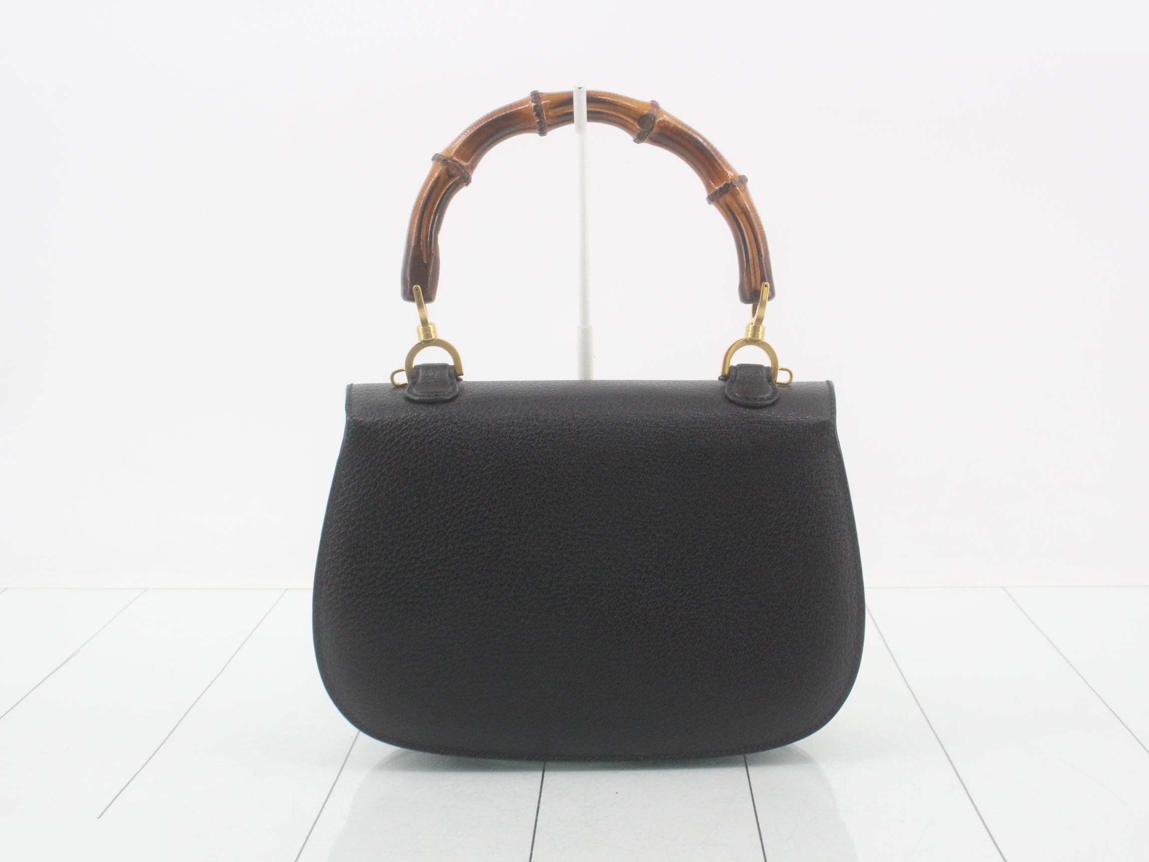 Bamboo handbag with strap, black — view 2