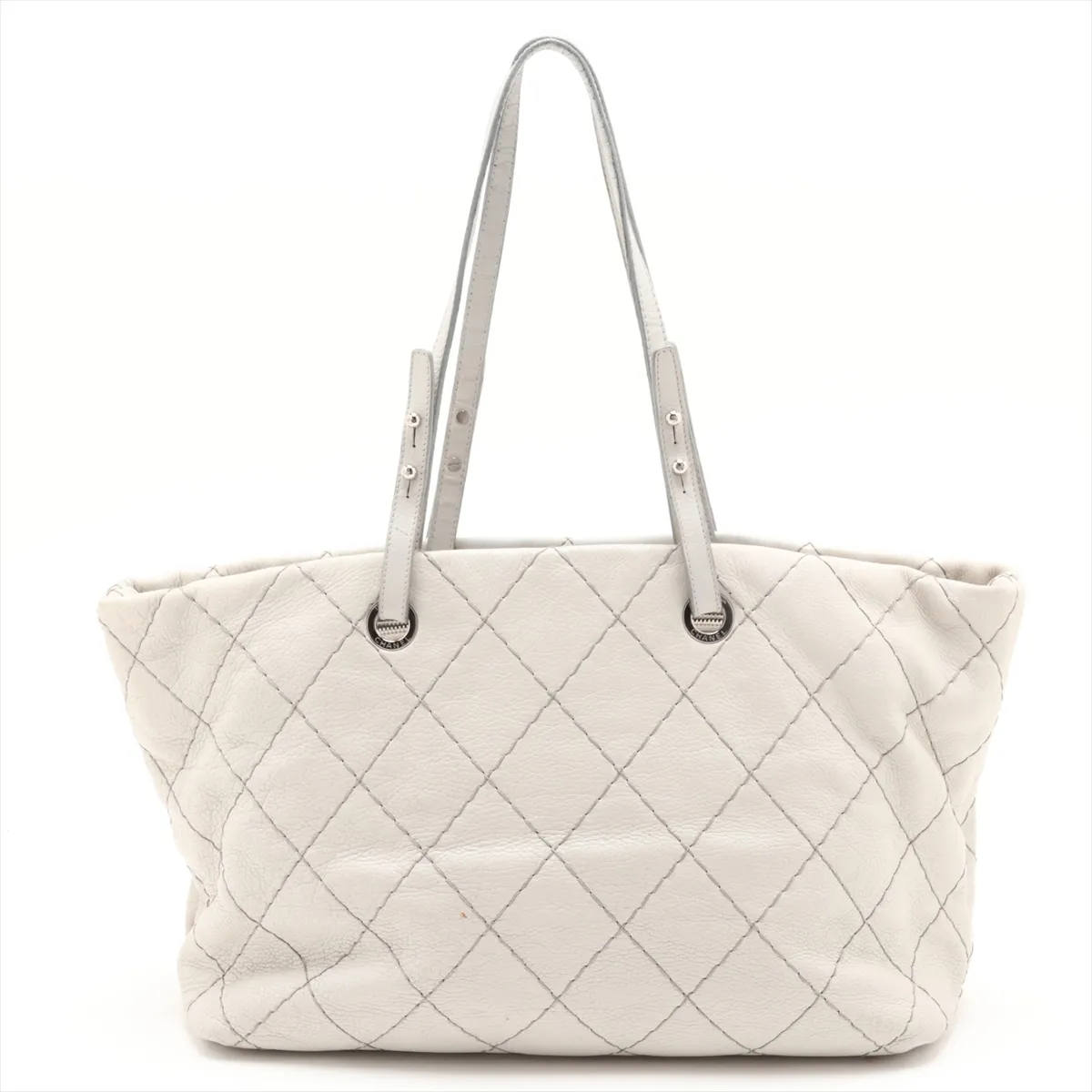 On the Road Leather Tote Bag, Gray, Silver Hardware, Item Number 13340687, Series 13 — view 2