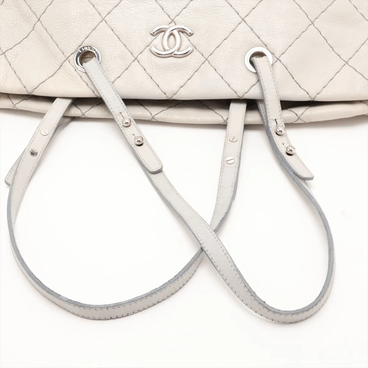 On the Road Leather Tote Bag, Gray, Silver Hardware, Item Number 13340687, Series 13 — view 5
