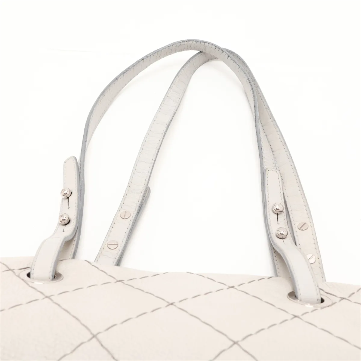 On the Road Leather Tote Bag, Gray, Silver Hardware, Item Number 13340687, Series 13 — view 6