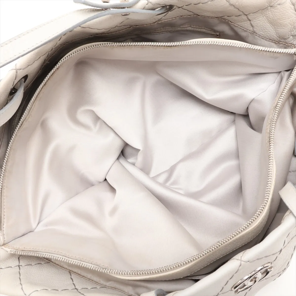 On the Road Leather Tote Bag, Gray, Silver Hardware, Item Number 13340687, Series 13 — view 8