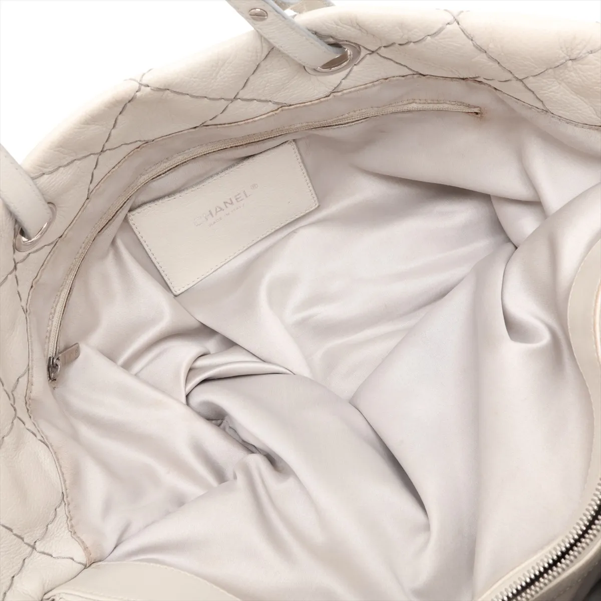 On the Road Leather Tote Bag, Gray, Silver Hardware, Item Number 13340687, Series 13 — view 9