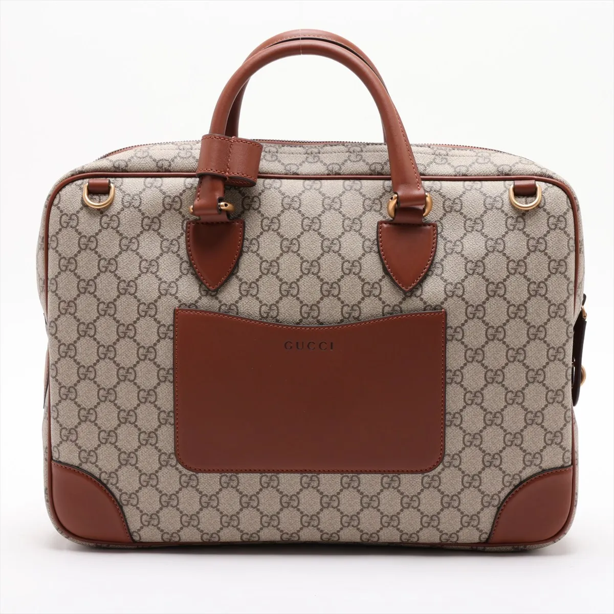 GG Supreme 821149 PVC x Leather 2-Way Business Bag, Beige x Brown — view 2