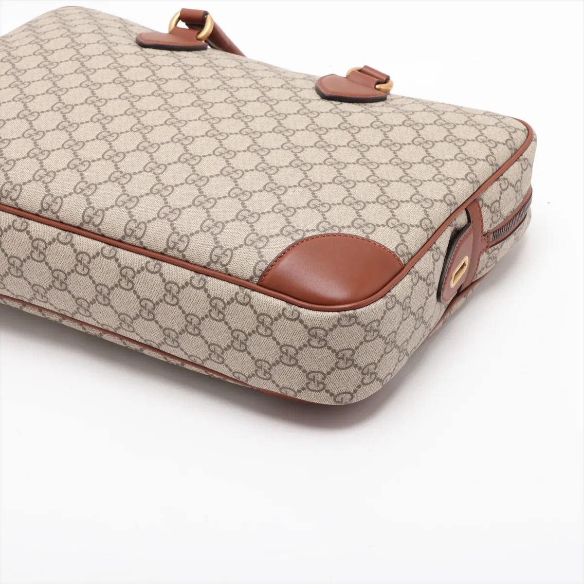 GG Supreme 821149 PVC x Leather 2-Way Business Bag, Beige x Brown — view 3