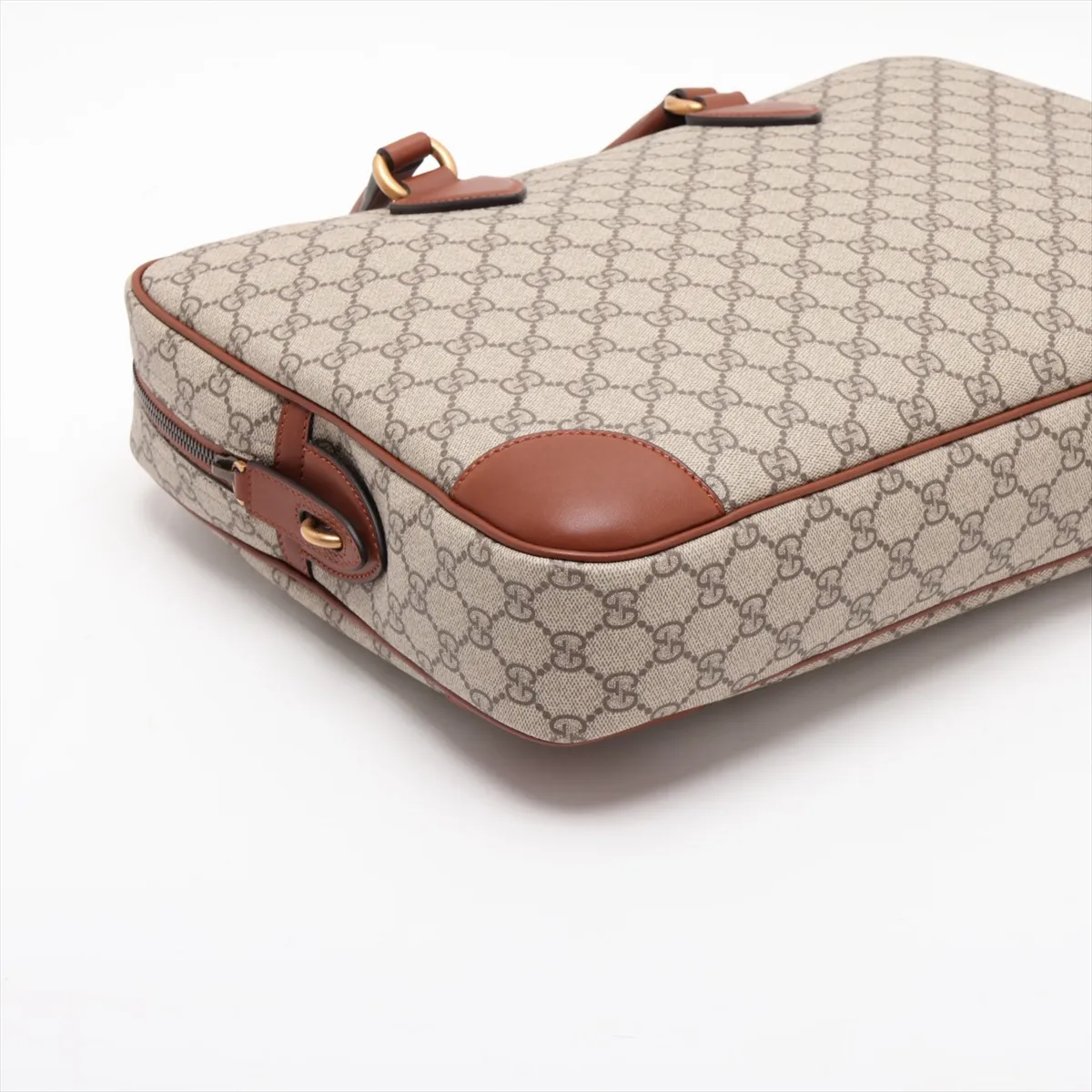 GG Supreme 821149 PVC x Leather 2-Way Business Bag, Beige x Brown — view 4