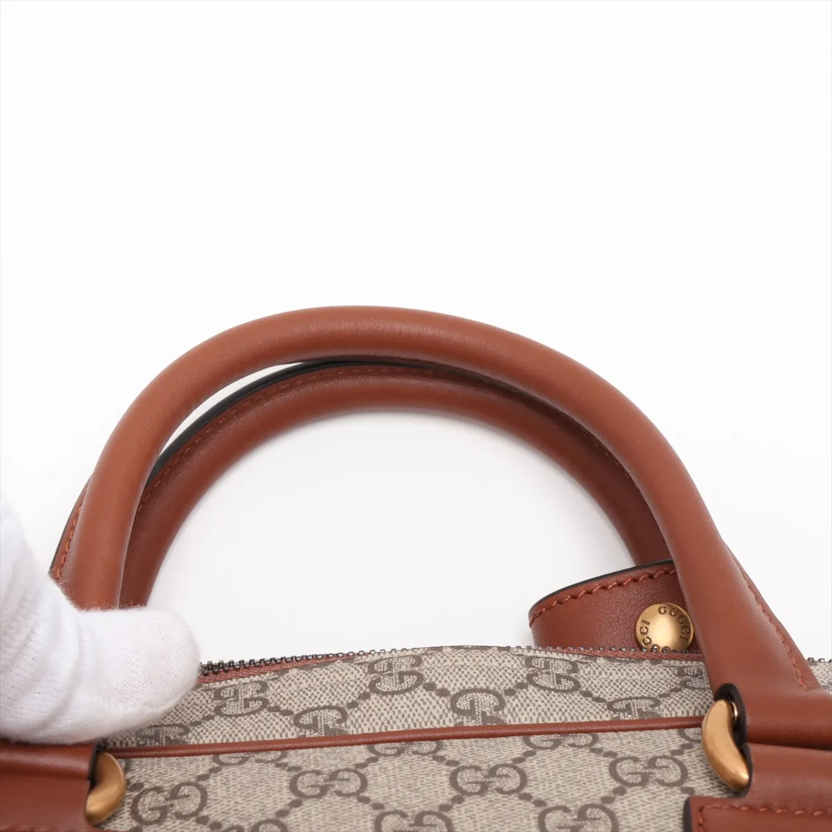 GG Supreme 821149 PVC x Leather 2-Way Business Bag, Beige x Brown — view 6