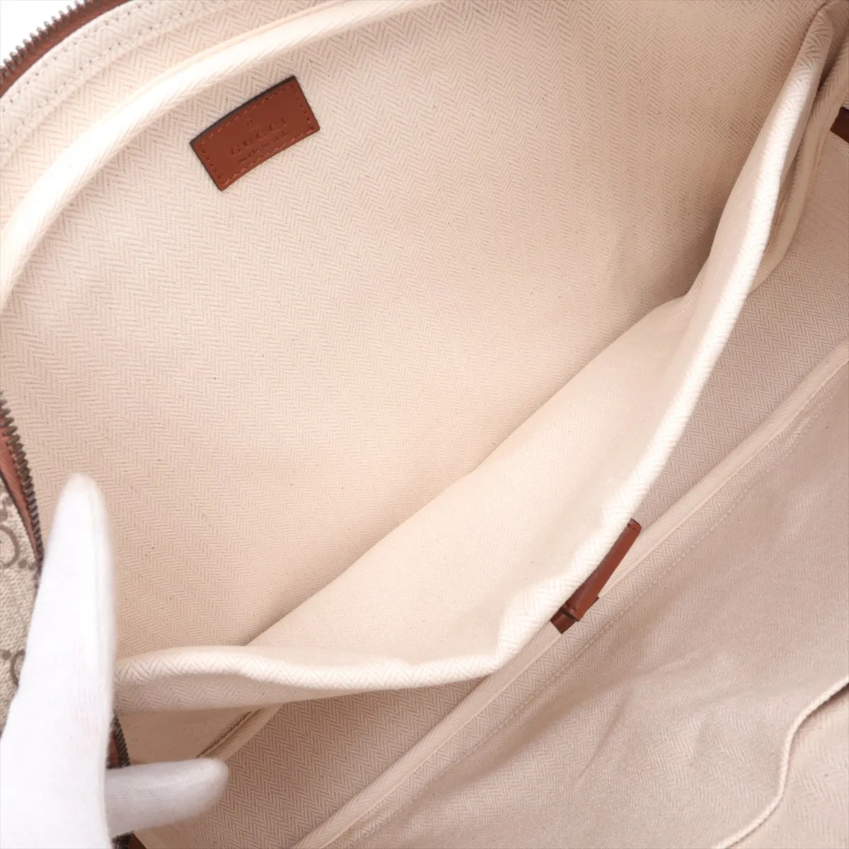 GG Supreme 821149 PVC x Leather 2-Way Business Bag, Beige x Brown — view 9