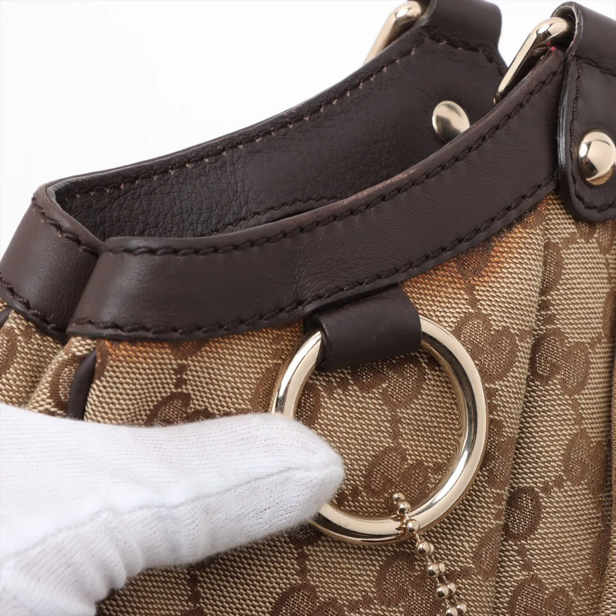 GG Canvas Sookie Canvas x Leather Tote Bag Beige x Brown 211943 — view 12