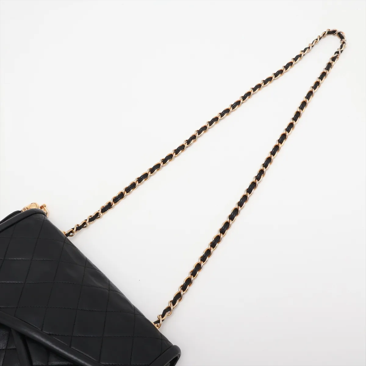 Matelassé Lambskin Double Flap Single Chain Bag with Fringe, Black, Gold Hardware, Item No. 1295854 — view 5