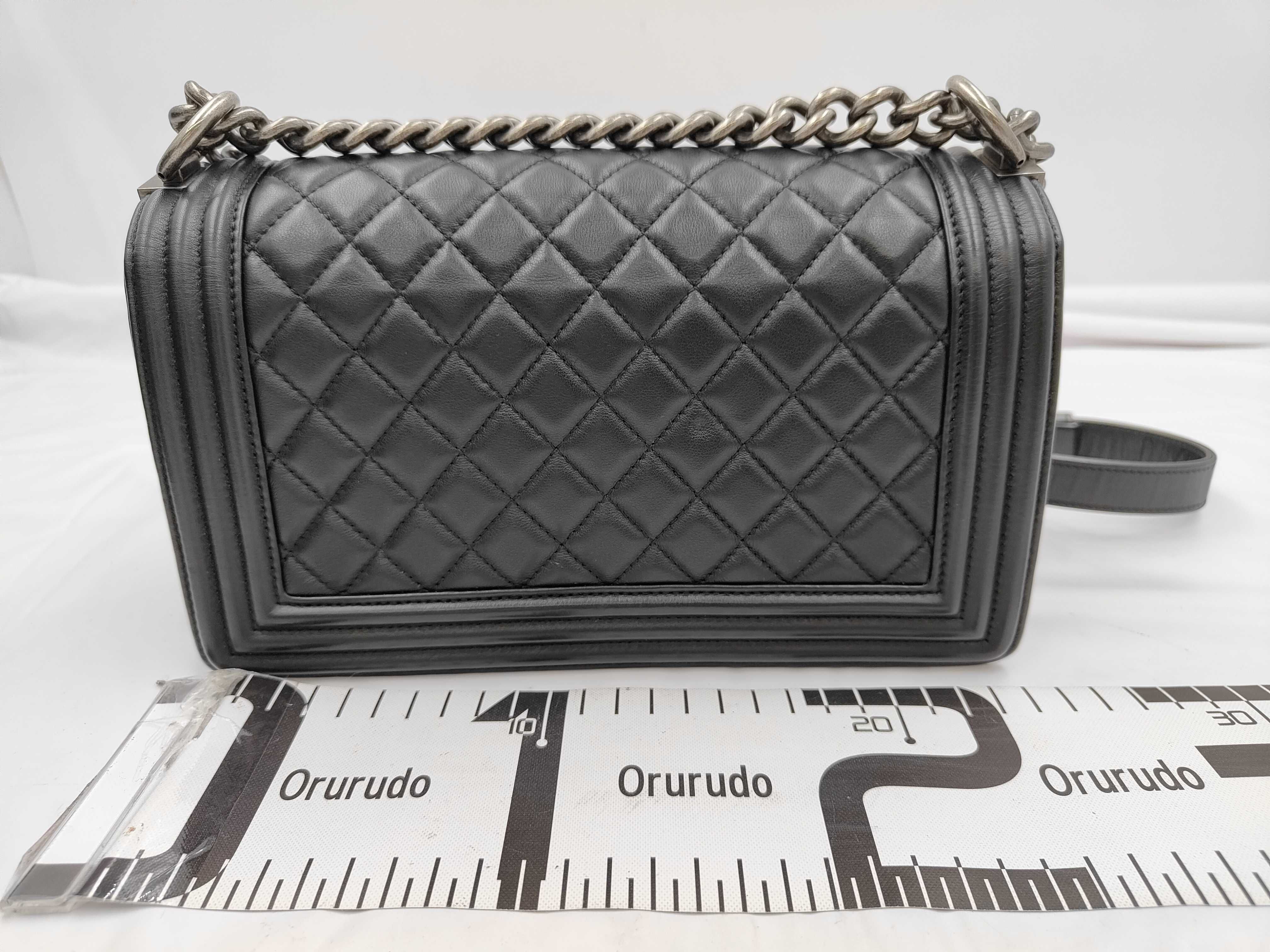 Boy Chanel Medium Lambskin Shoulder Bag, Black Silver Hardware, Serial Number 27 — view 2