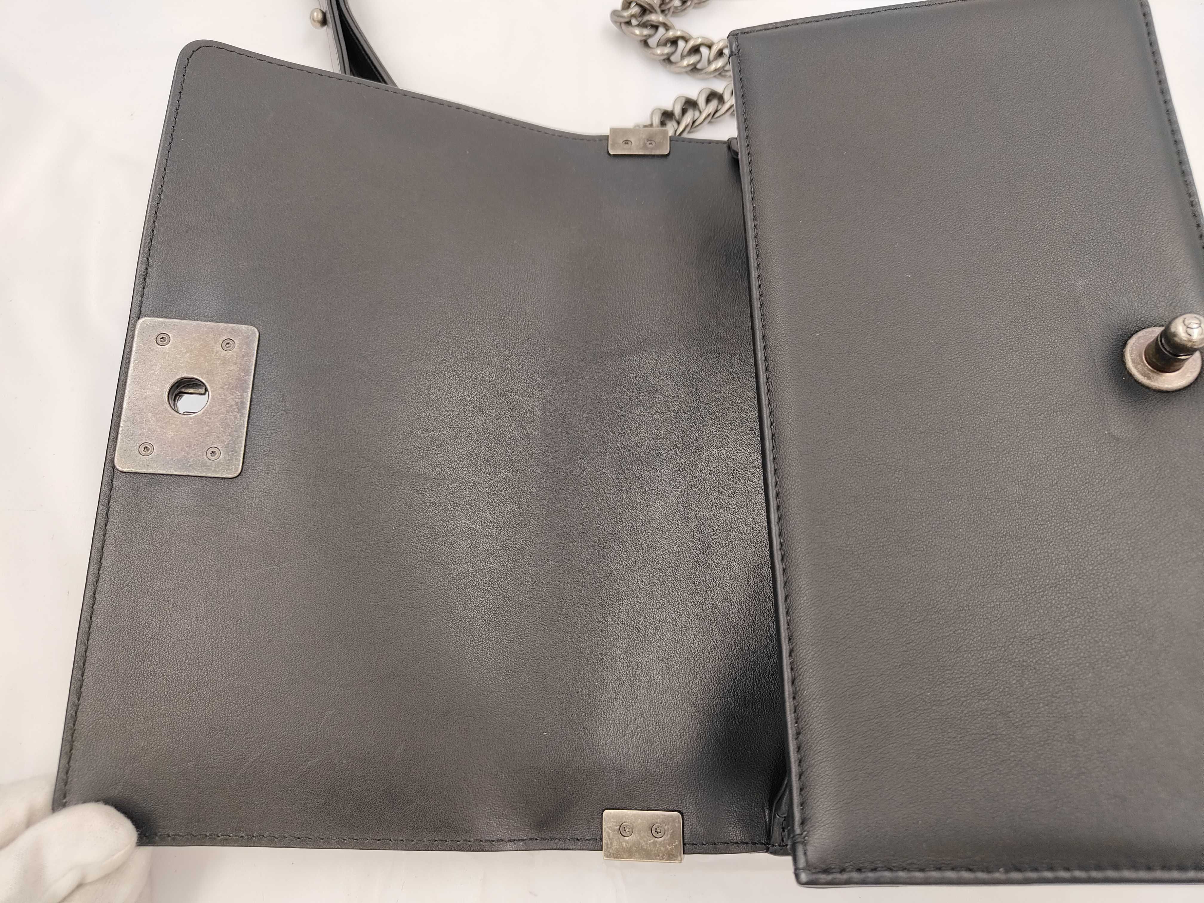 Boy Chanel Medium Lambskin Shoulder Bag, Black Silver Hardware, Serial Number 27 — view 8