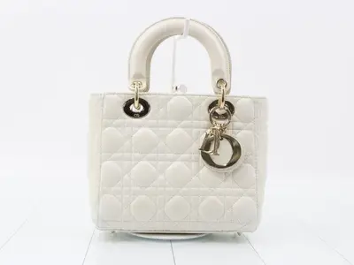MyABC My Lady Dior Lambskin White 2-Way Handbag with Strap