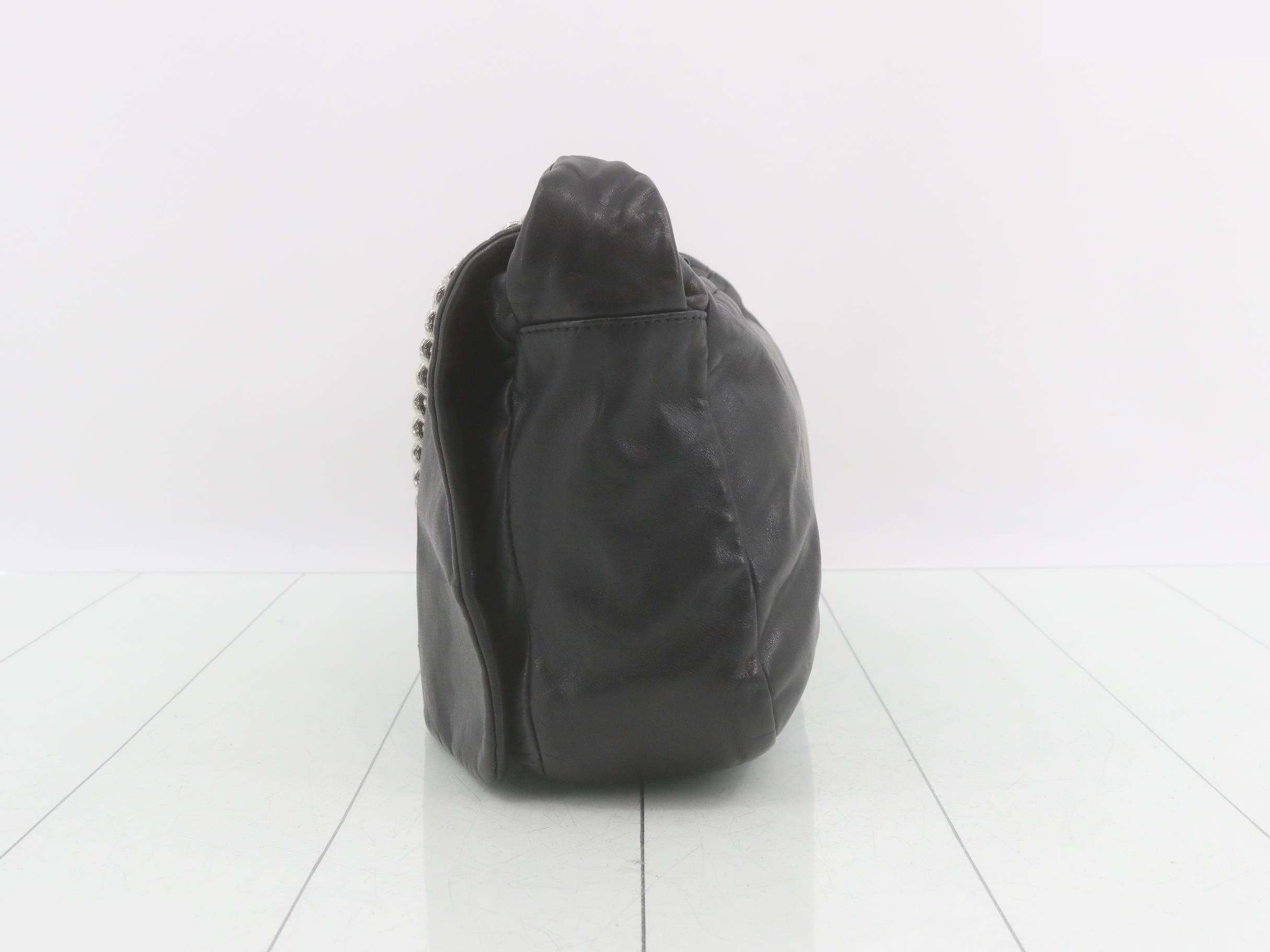 Leather Coco Mark Chain Semi-Shoulder Bag, Black — view 3