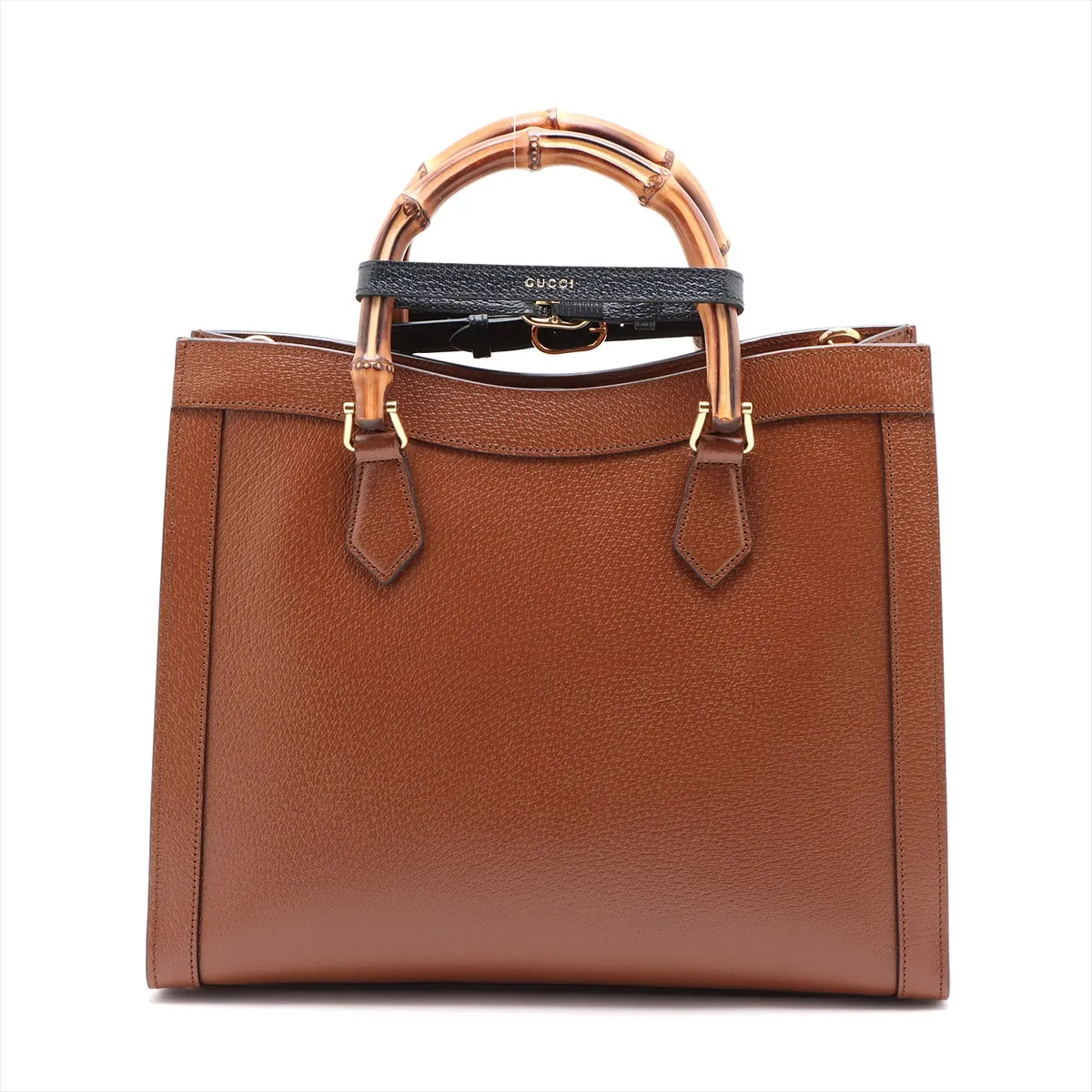 Bamboo Diana Leather 2-Way Handbag, Brown, 678842 — view 2