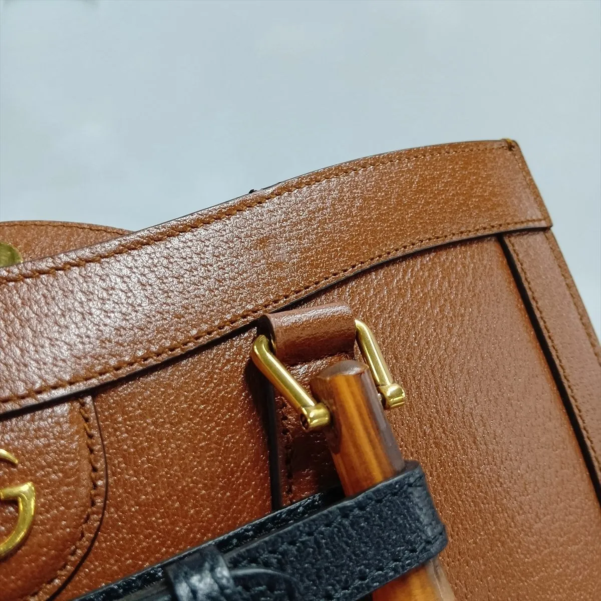 Bamboo Diana Leather 2-Way Handbag, Brown, 678842 — view 14