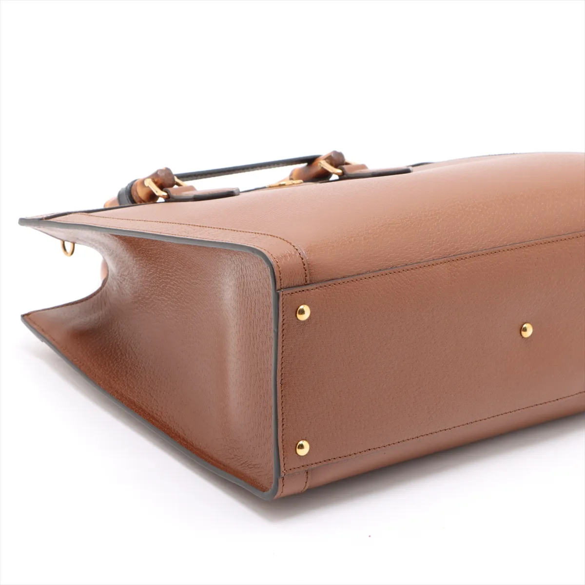 Bamboo Diana Leather 2-Way Handbag, Brown, 678842 — view 4