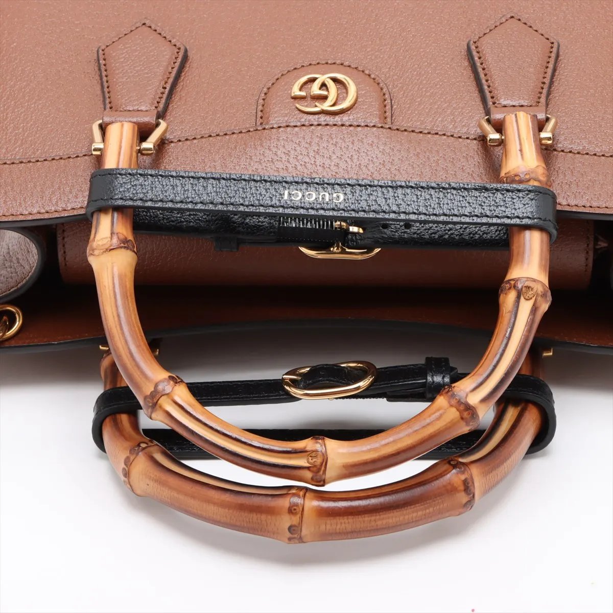 Bamboo Diana Leather 2-Way Handbag, Brown, 678842 — view 5