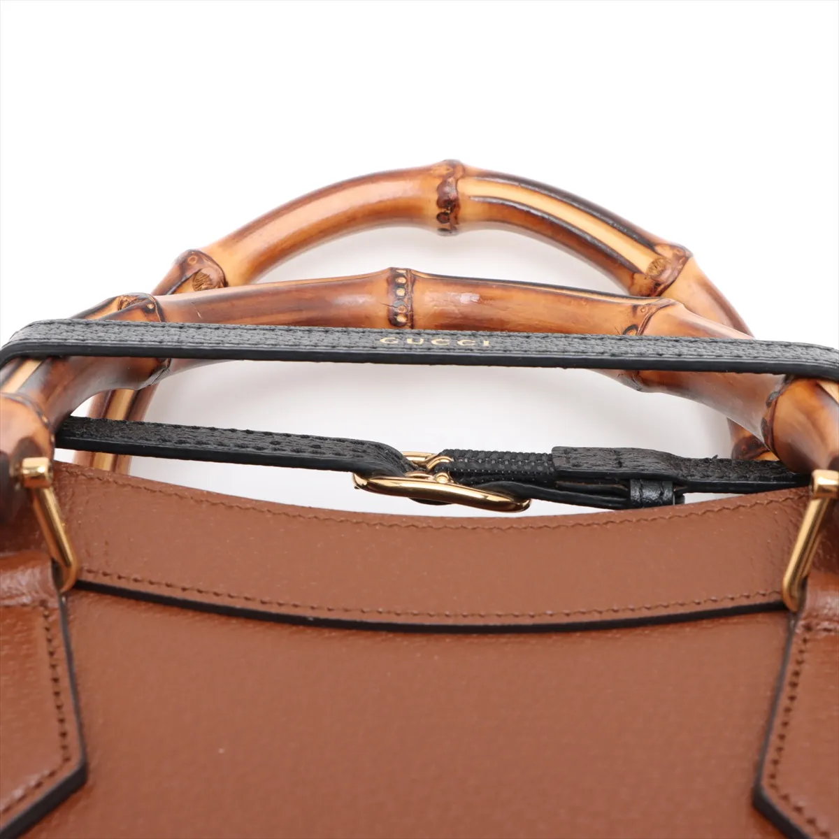 Bamboo Diana Leather 2-Way Handbag, Brown, 678842 — view 6