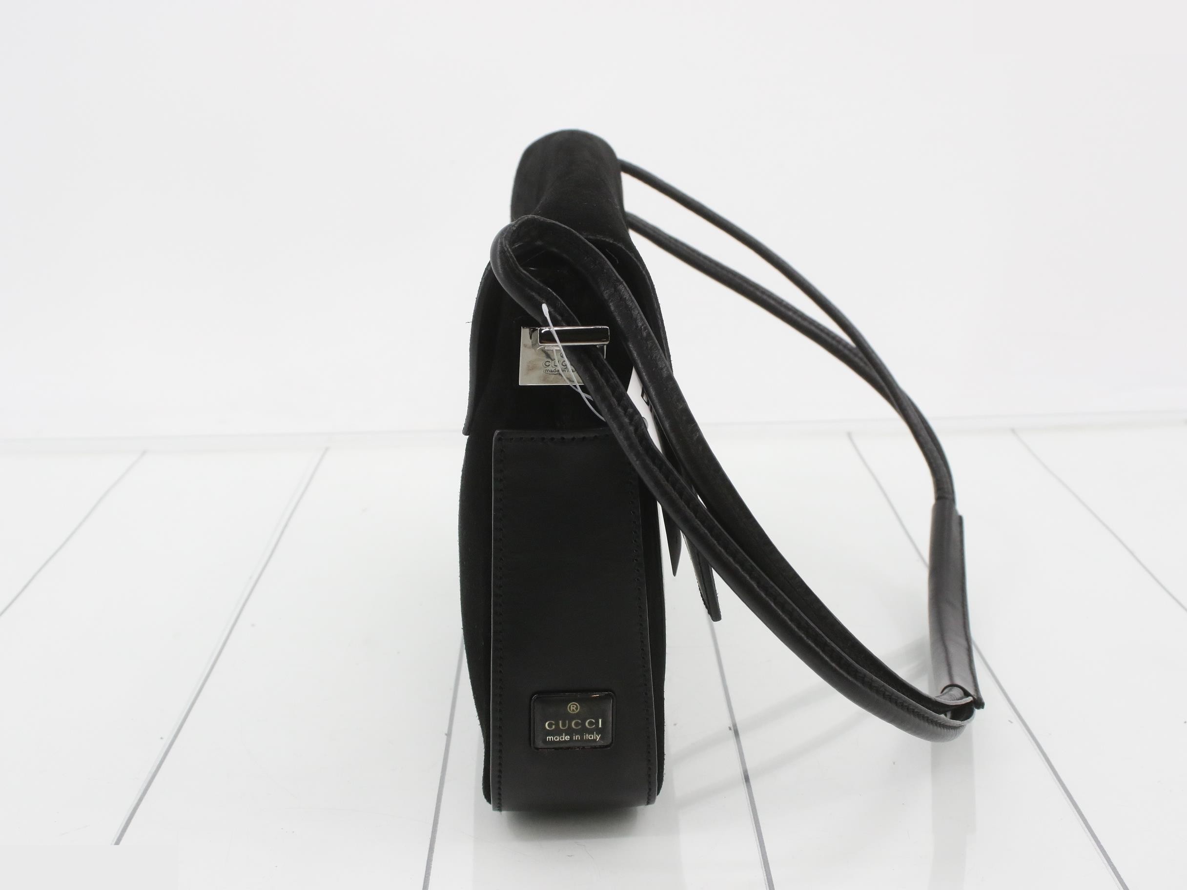 One shoulder bag black leather suede — view 4