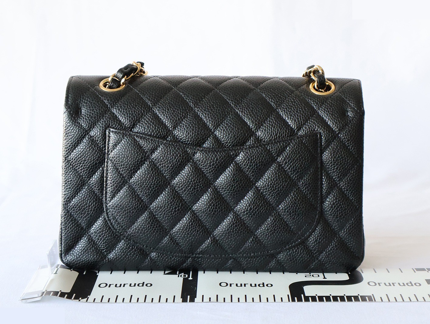 Caviar leather Matelassé 23 Double flap Double chain shoulder bag, black — view 2