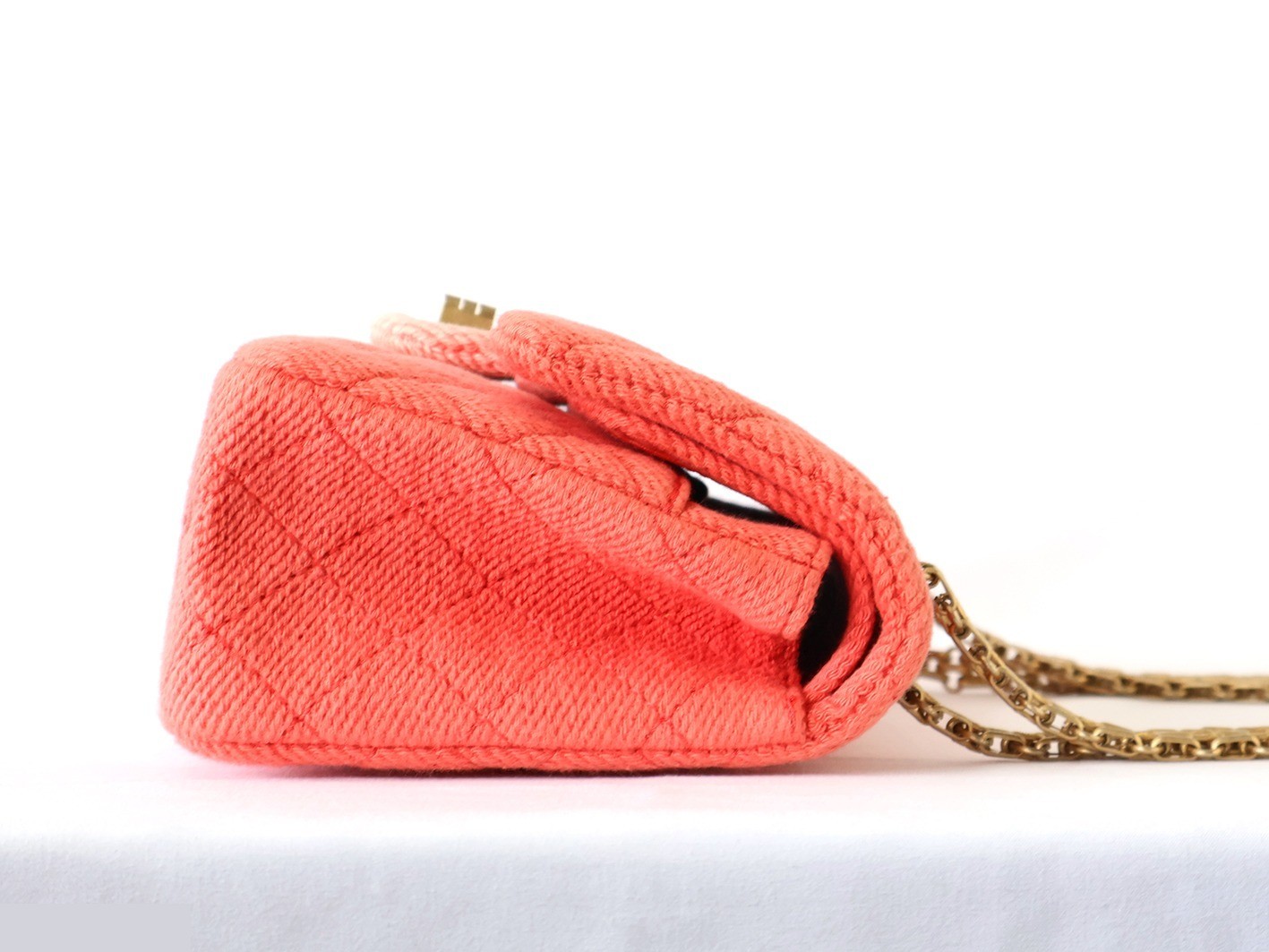 Matelassé 25 Double Flap Double Chain Shoulder Bag, Pink — view 7