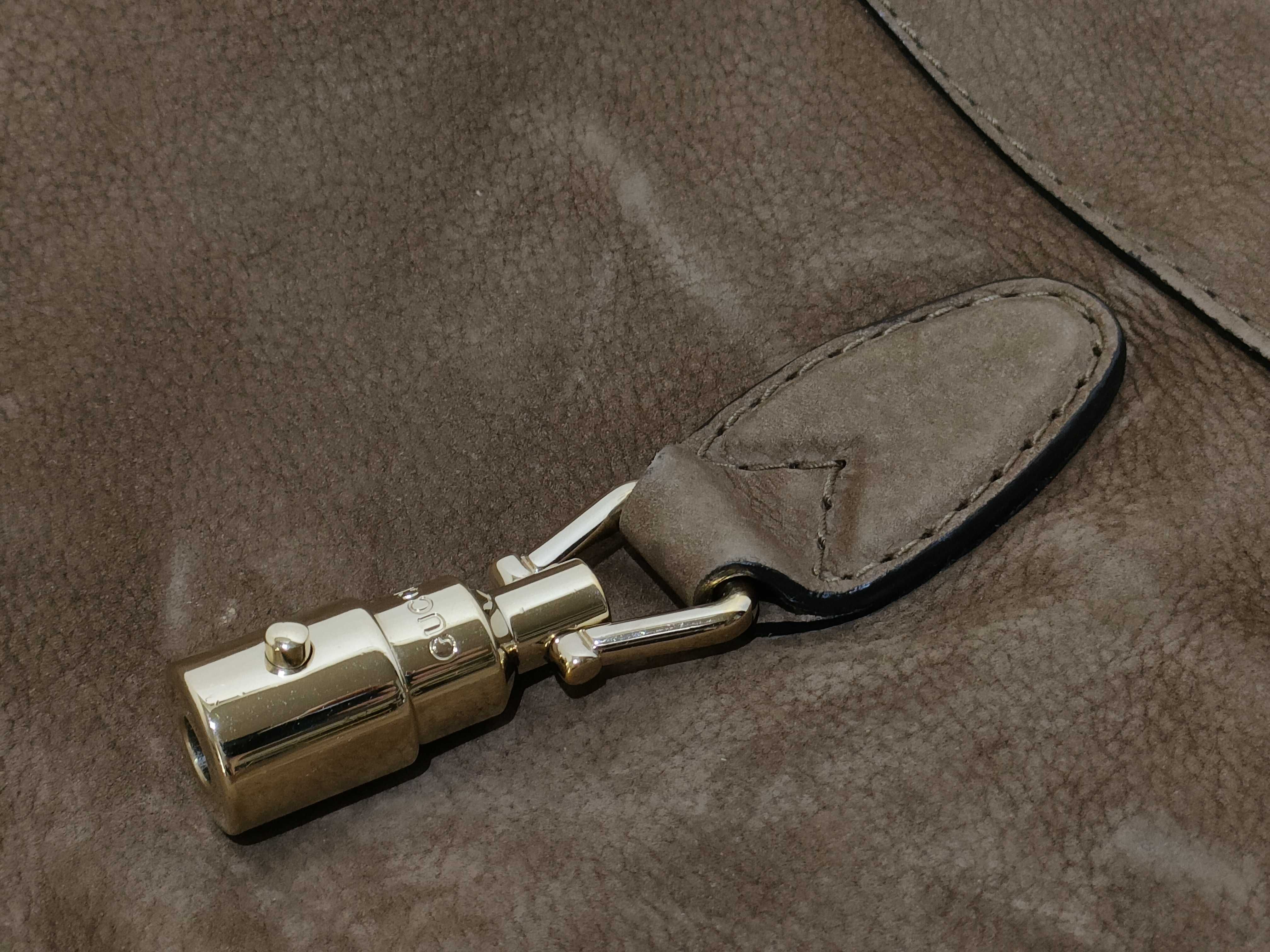 New Jackie Suede Shoulder Bag, Greige, 277520 (Shoulder Bag) — view 13