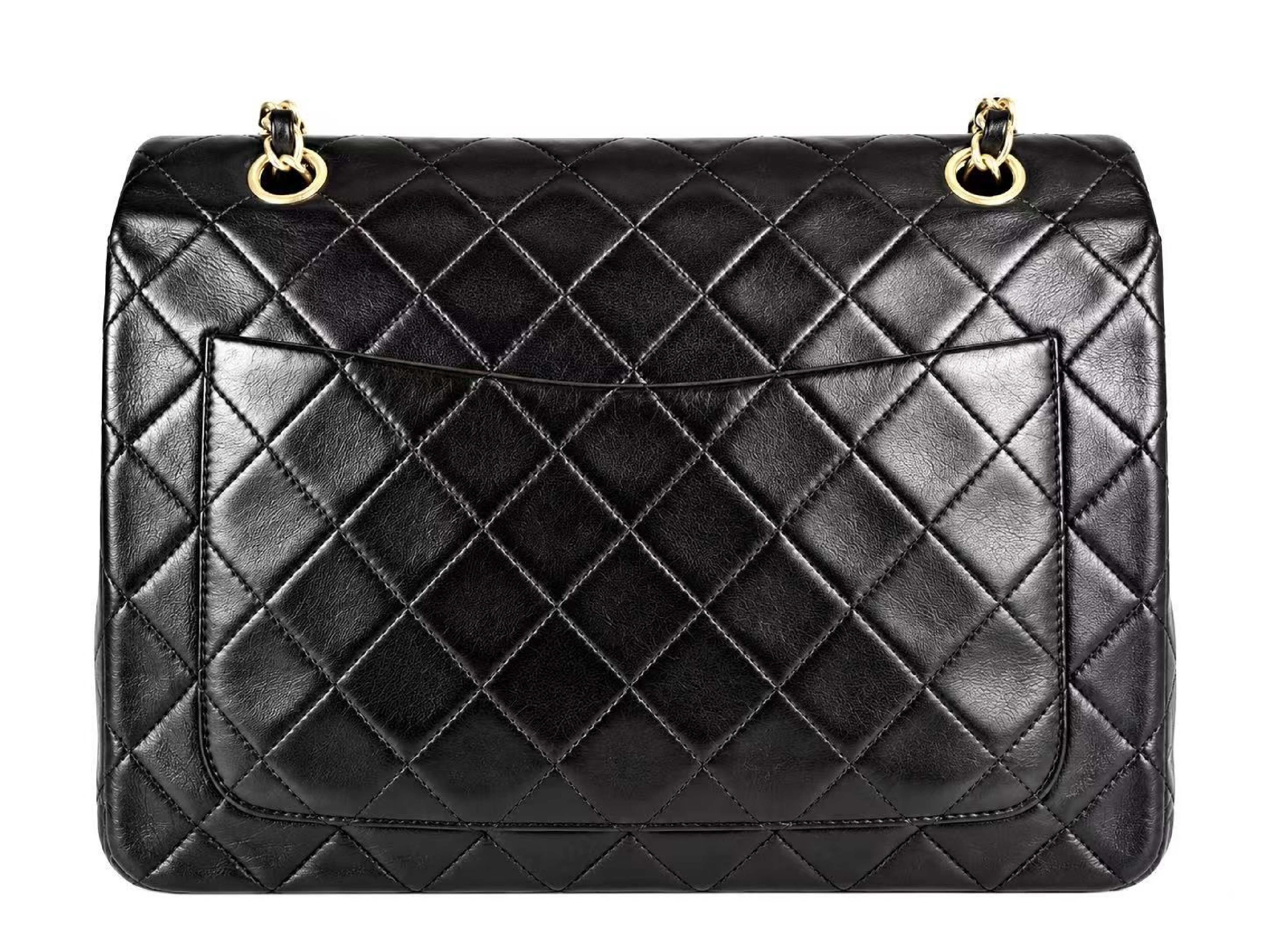 Matelassé 25 Lambskin Double Flap Double Chain Shoulder Bag, Black — view 2