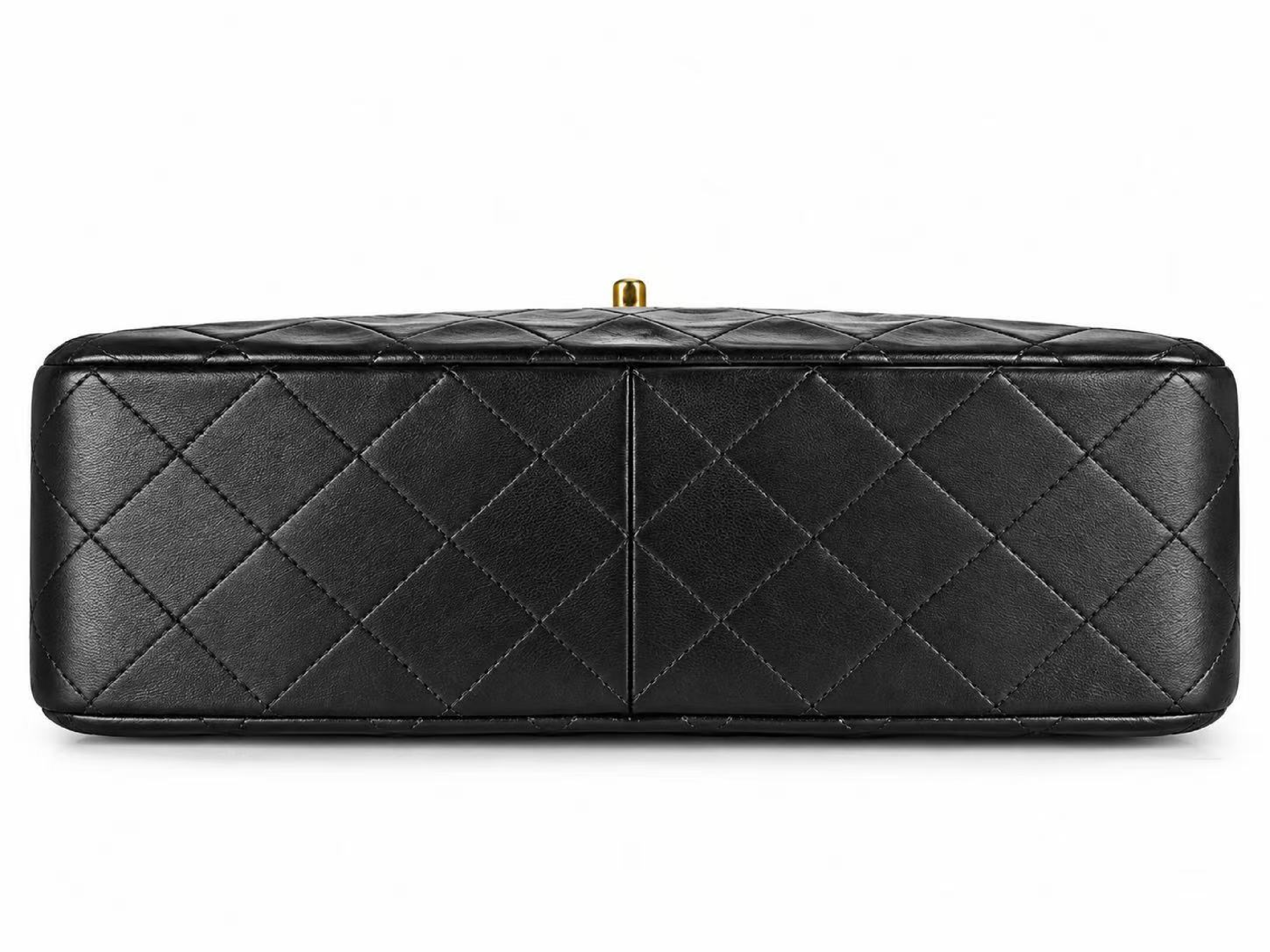 Matelassé 25 Lambskin Double Flap Double Chain Shoulder Bag, Black — view 5
