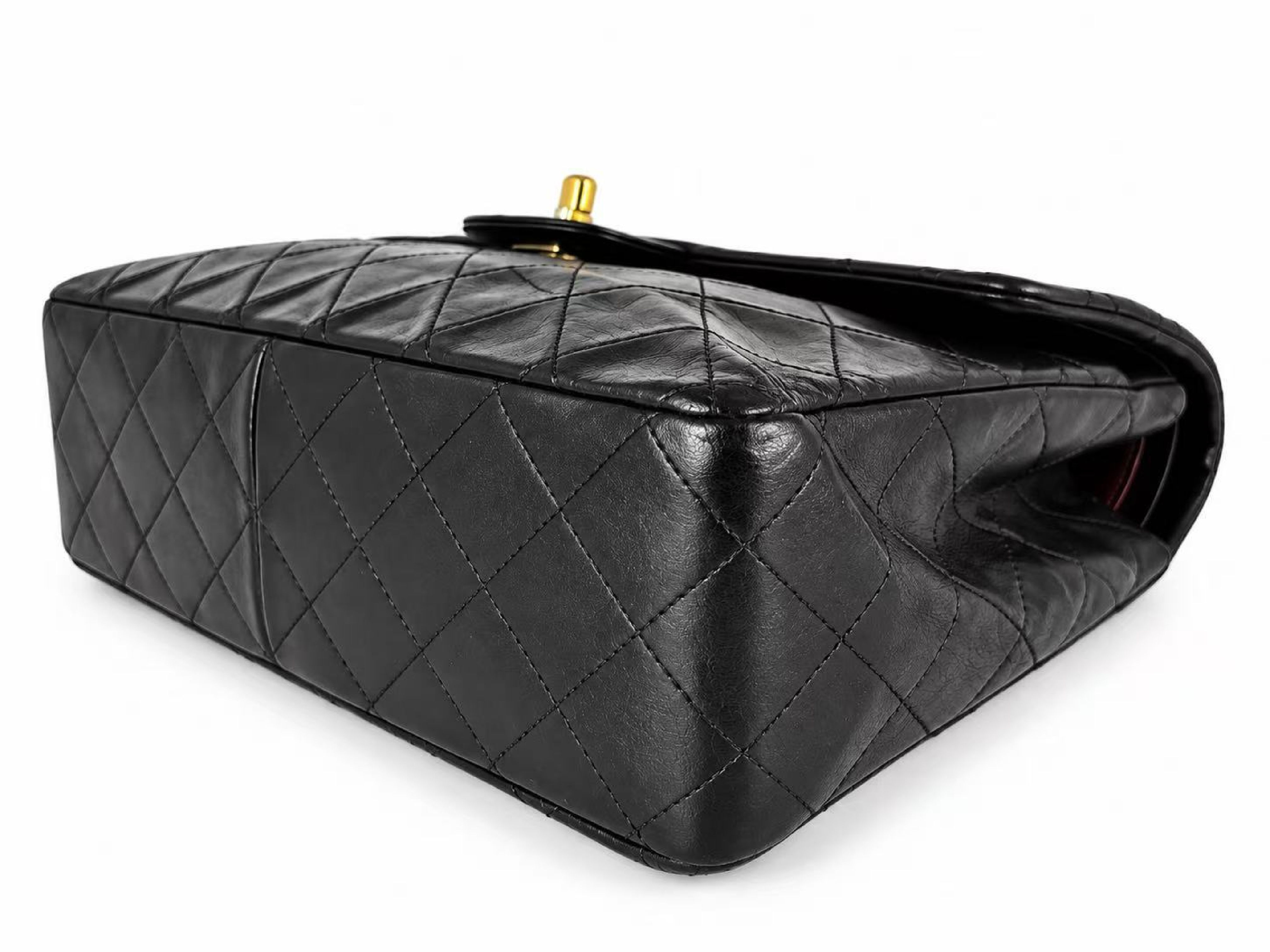 Matelassé 25 Lambskin Double Flap Double Chain Shoulder Bag, Black — view 10