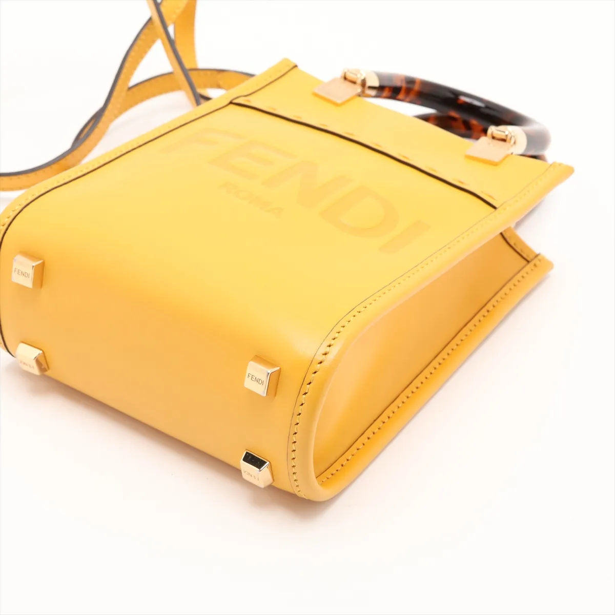Sunshine Shopper Small 8BS051 Leather 2-Way Handbag Yellow — view 3