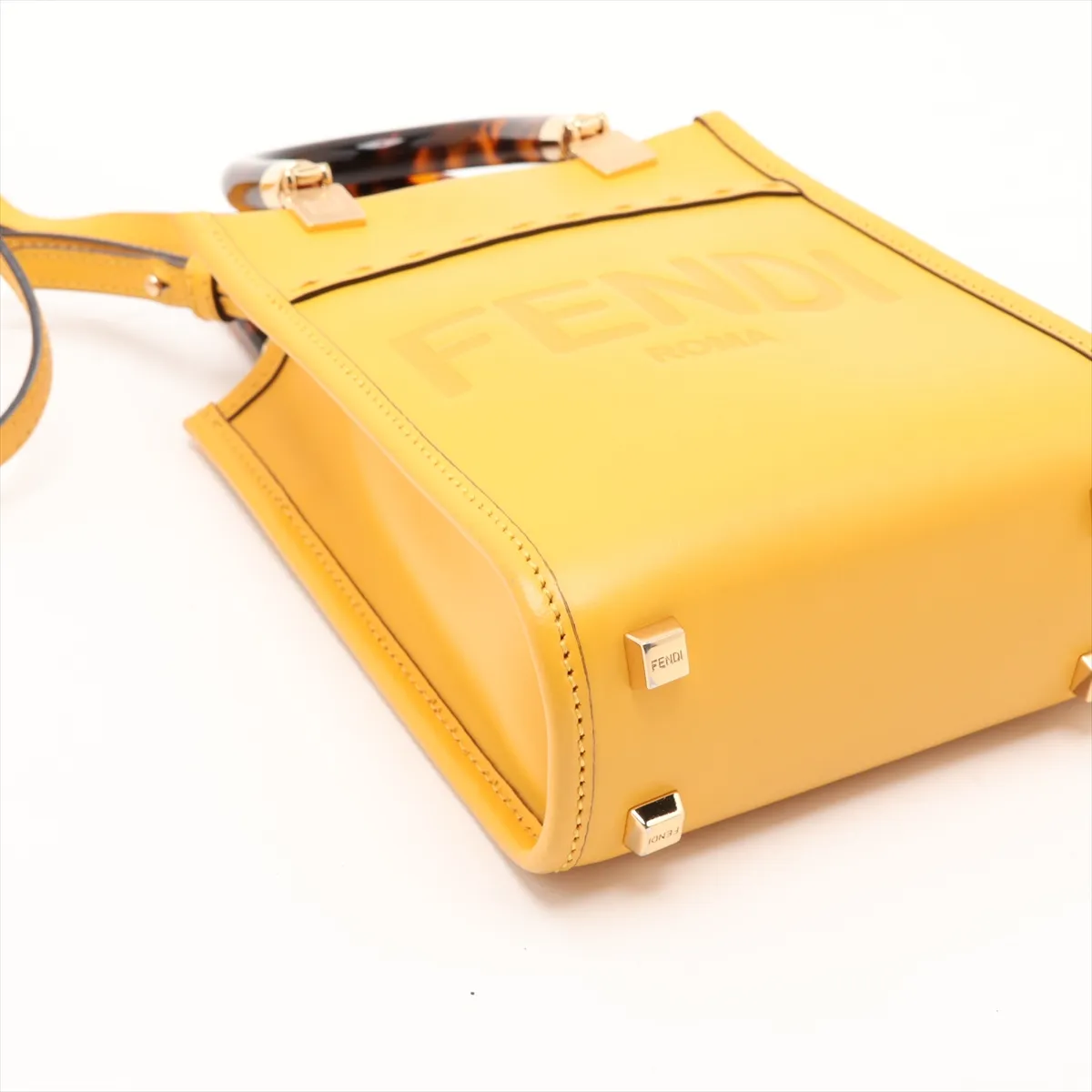 Sunshine Shopper Small 8BS051 Leather 2-Way Handbag Yellow — view 4