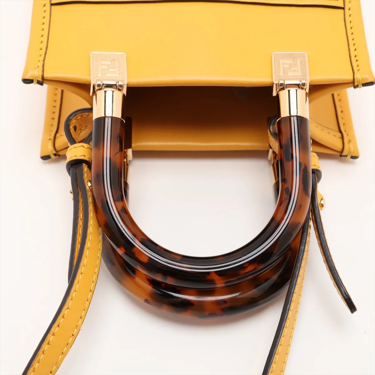 Sunshine Shopper Small 8BS051 Leather 2-Way Handbag Yellow — view 5