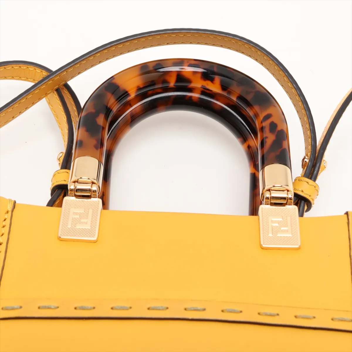 Sunshine Shopper Small 8BS051 Leather 2-Way Handbag Yellow — view 6