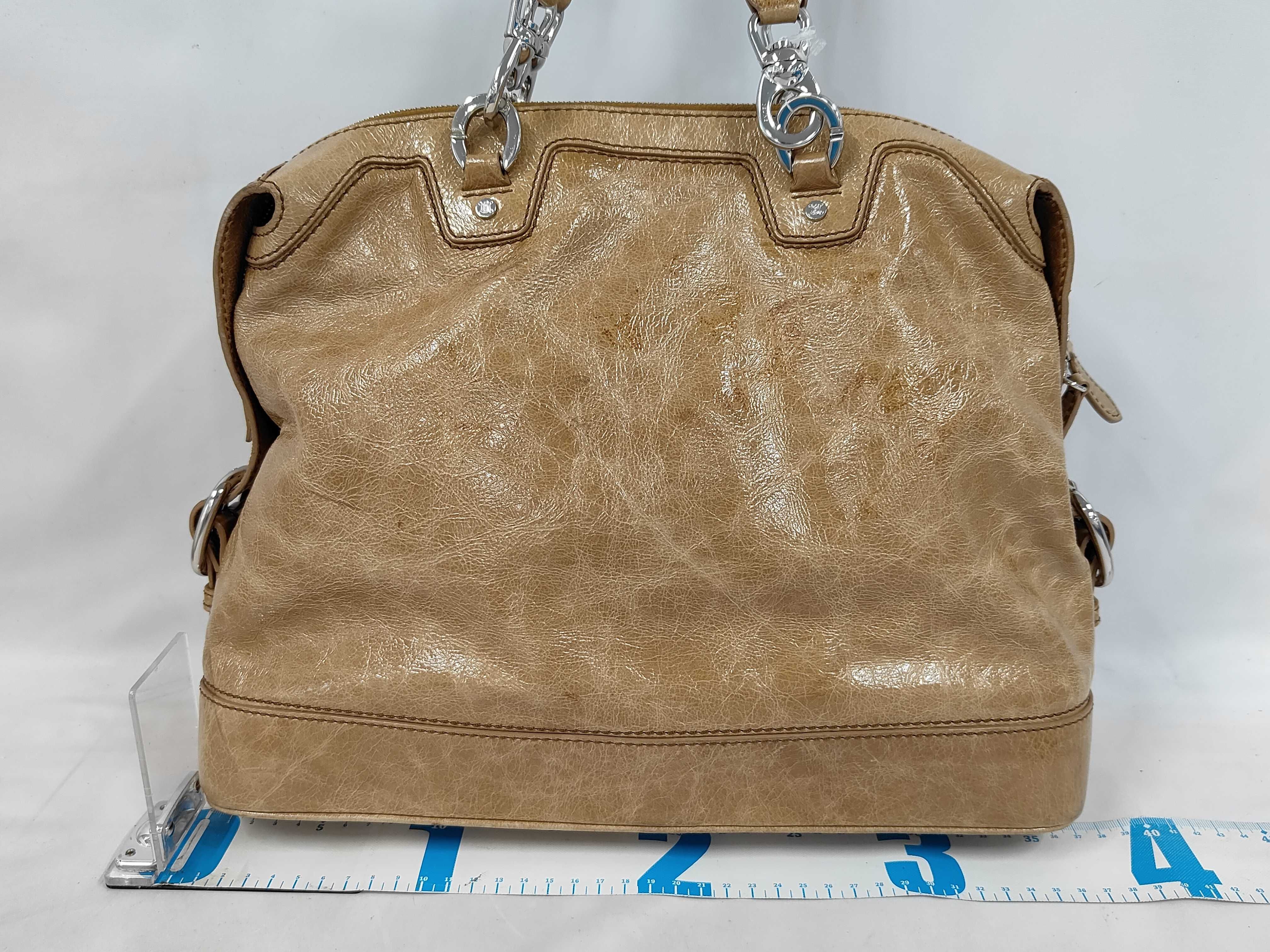 Triomphe Handbag, Leather, Beige — view 2