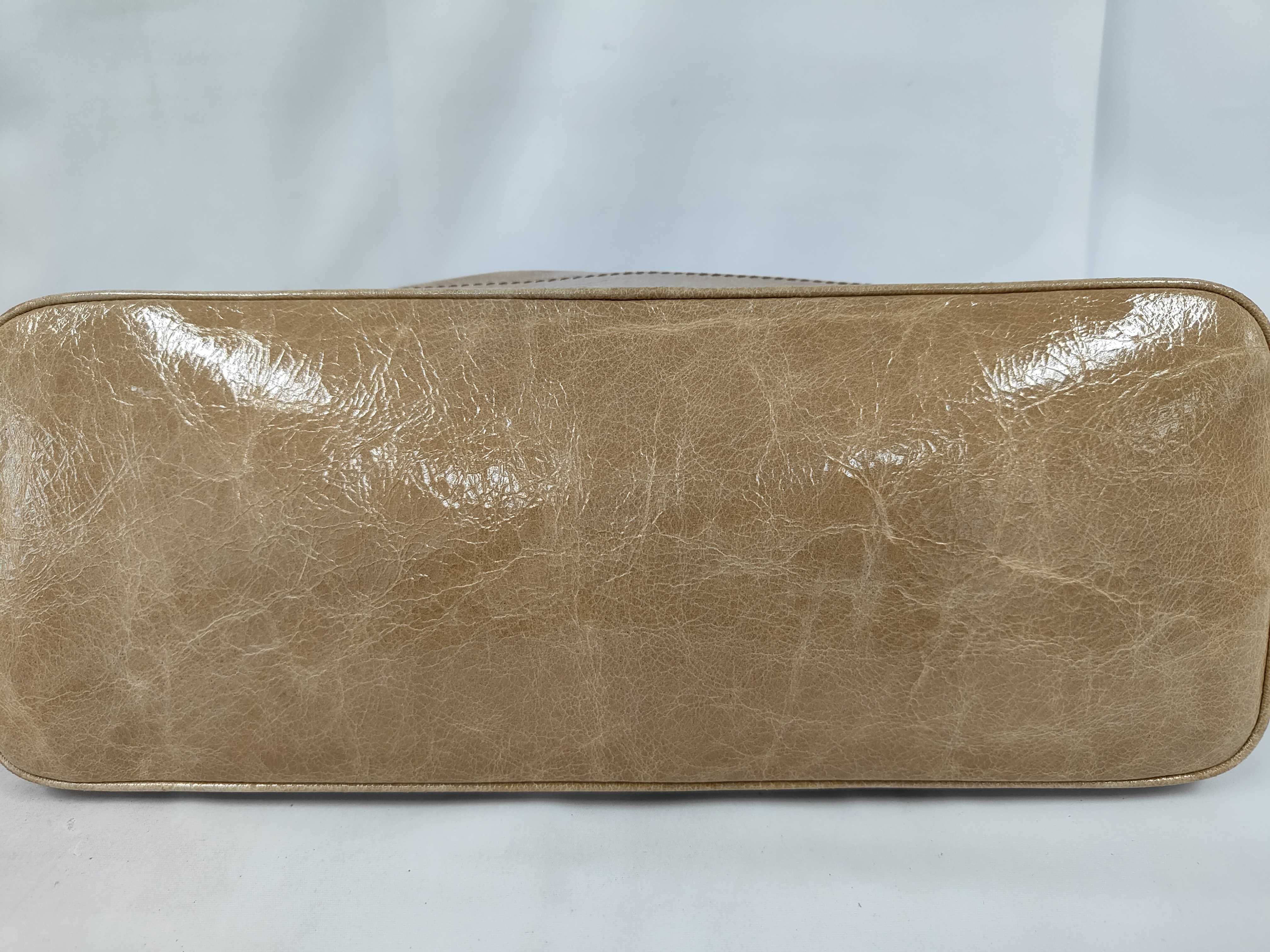 Triomphe Handbag, Leather, Beige — view 4