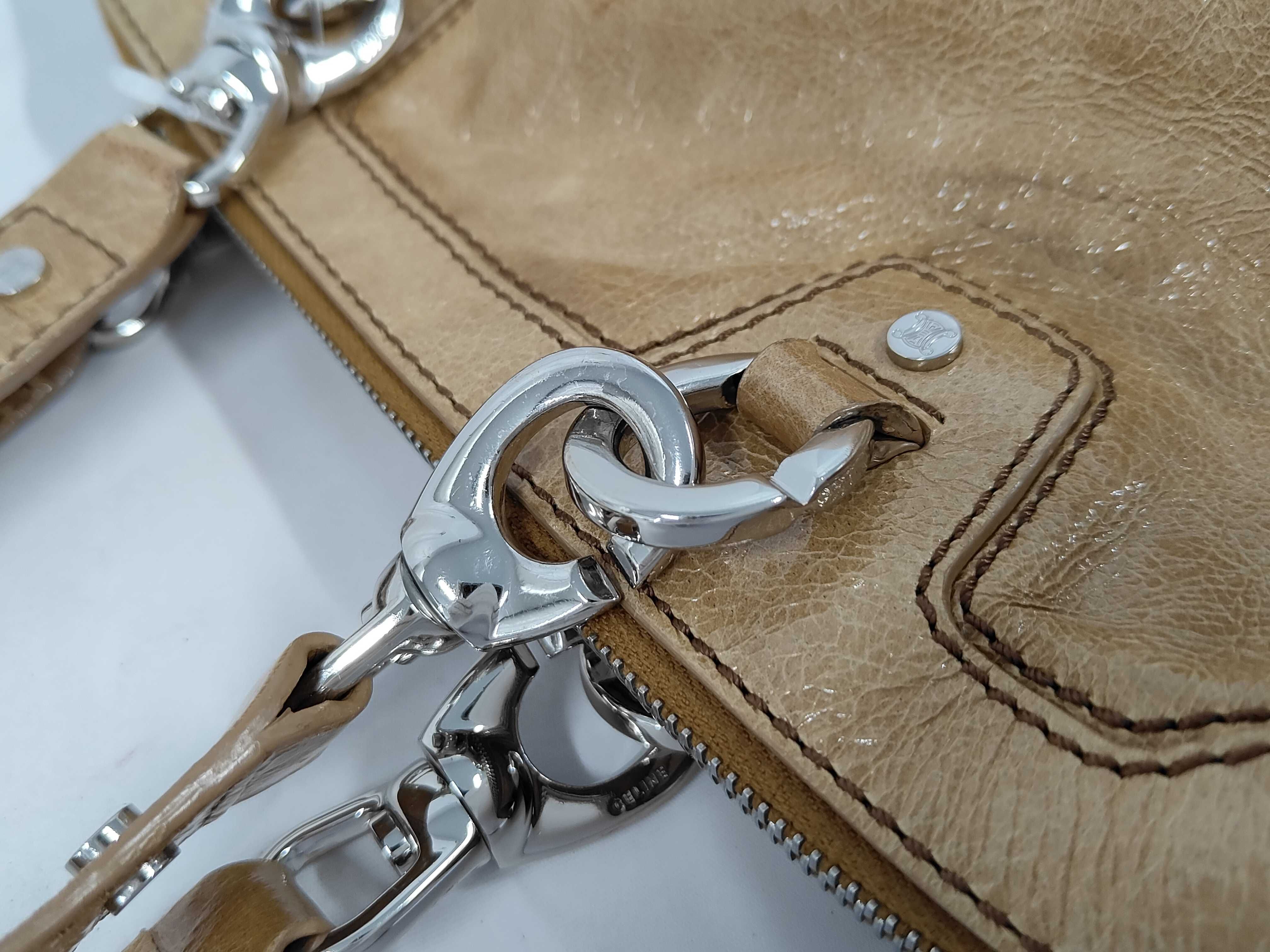 Triomphe Handbag, Leather, Beige — view 6
